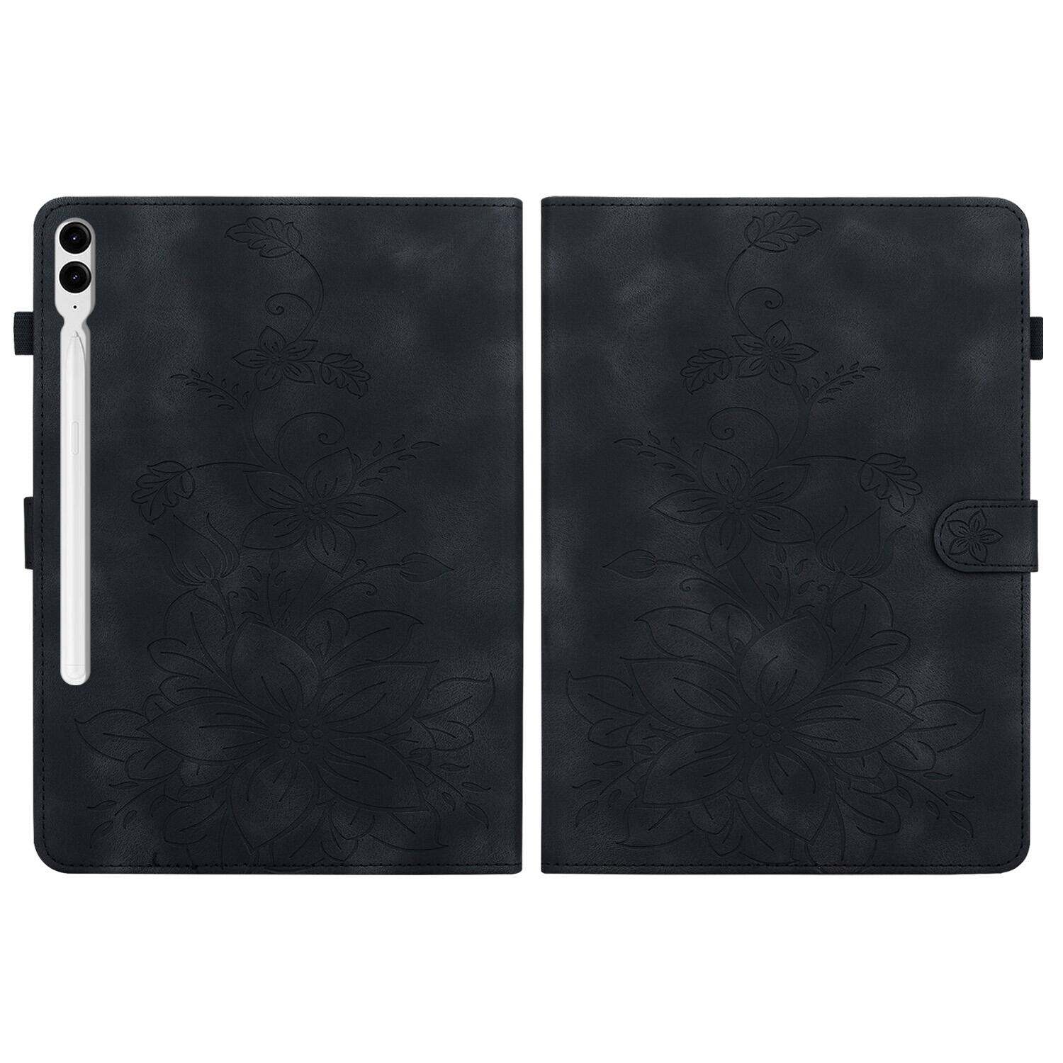 Alt View 2. Dteck - Case for Samsung Galaxy Tab S9 FE+ 12.4" 2023 (SM-X610/X616),Embossed Pattern PU Leather Flip Card Holder Stand Cover - Black.