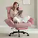 Front. Dowinx - Cross Legged Office Chair with Pivoting Armrests,Criss Cross Chair with Footrest and Reclining Backrest - Pink.