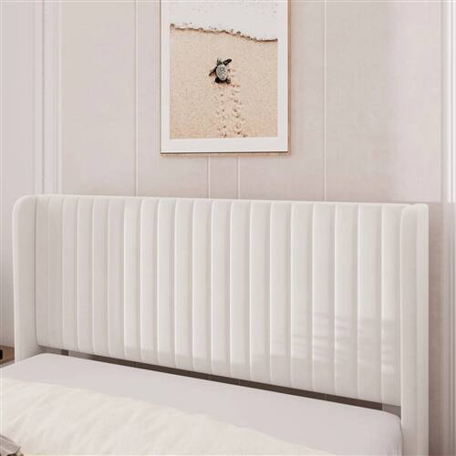 Alt View 1. Hivvago - Queen size White Velvet Upholstered Platform Bed Frame with Wingback Headboard - White.