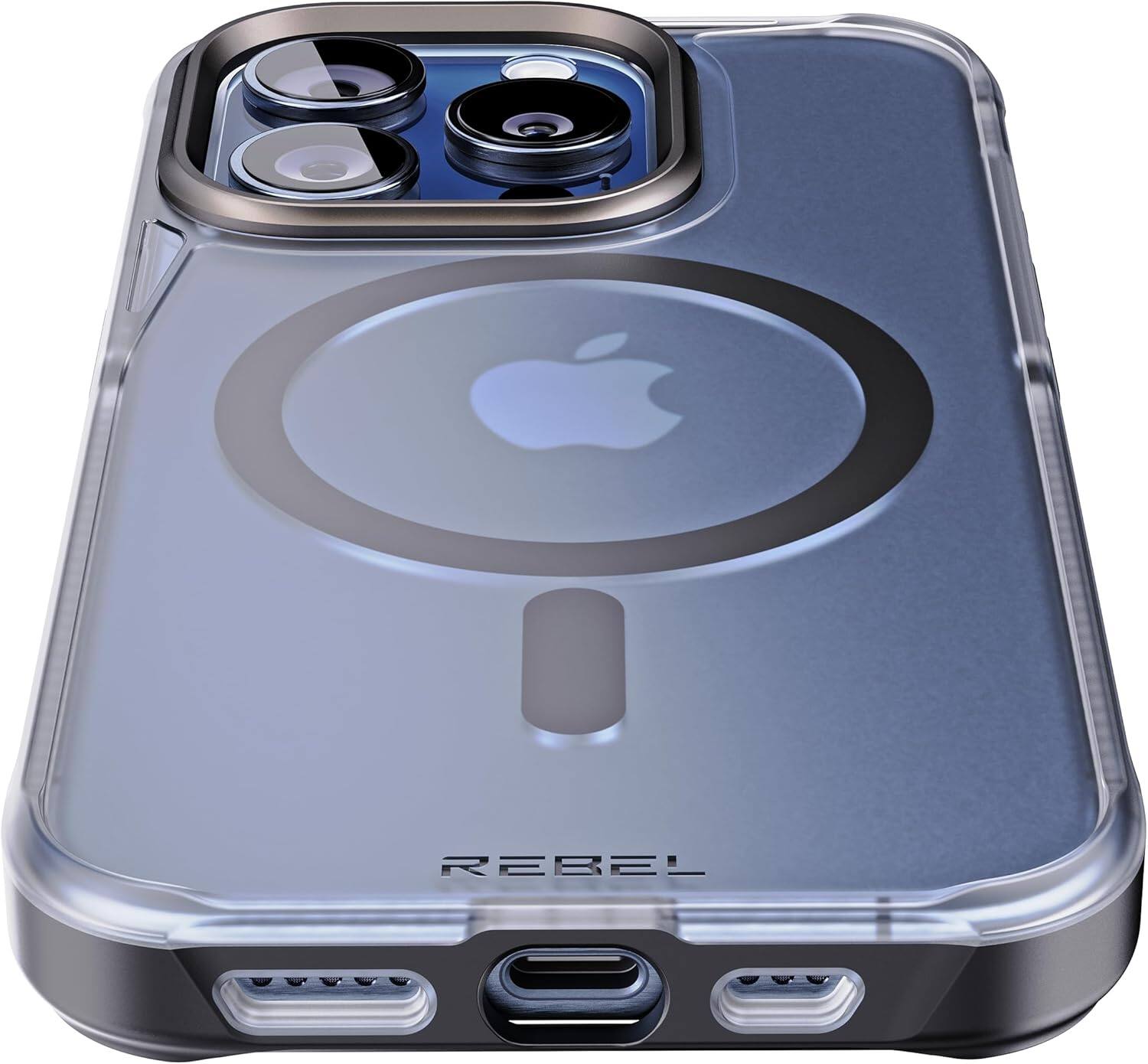 Alt View 1. Rebel - Rebel - Frosted Series GEN5 Case For Apple iPhone 15 Pro - Black/Matte Clear - Black.