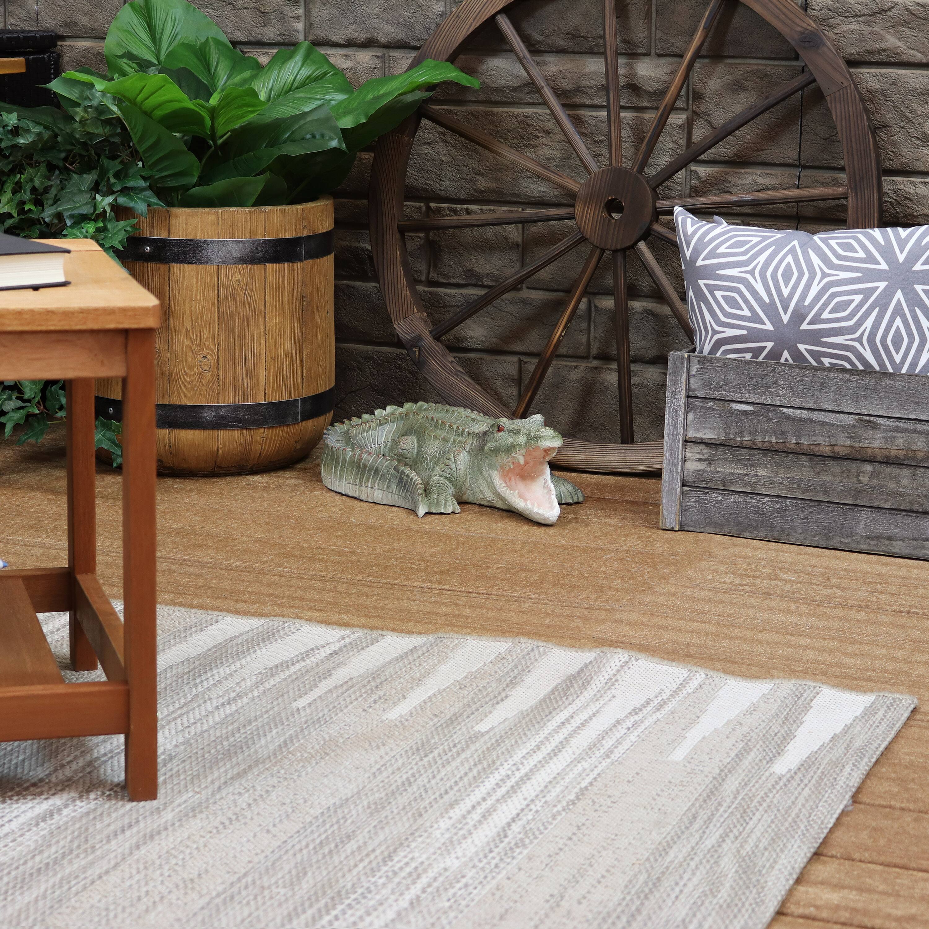 Alt View 5. Sunnydaze - Chloe the Crabby Crocodile Indoor and Outdoor Statue - 18 in - Green.