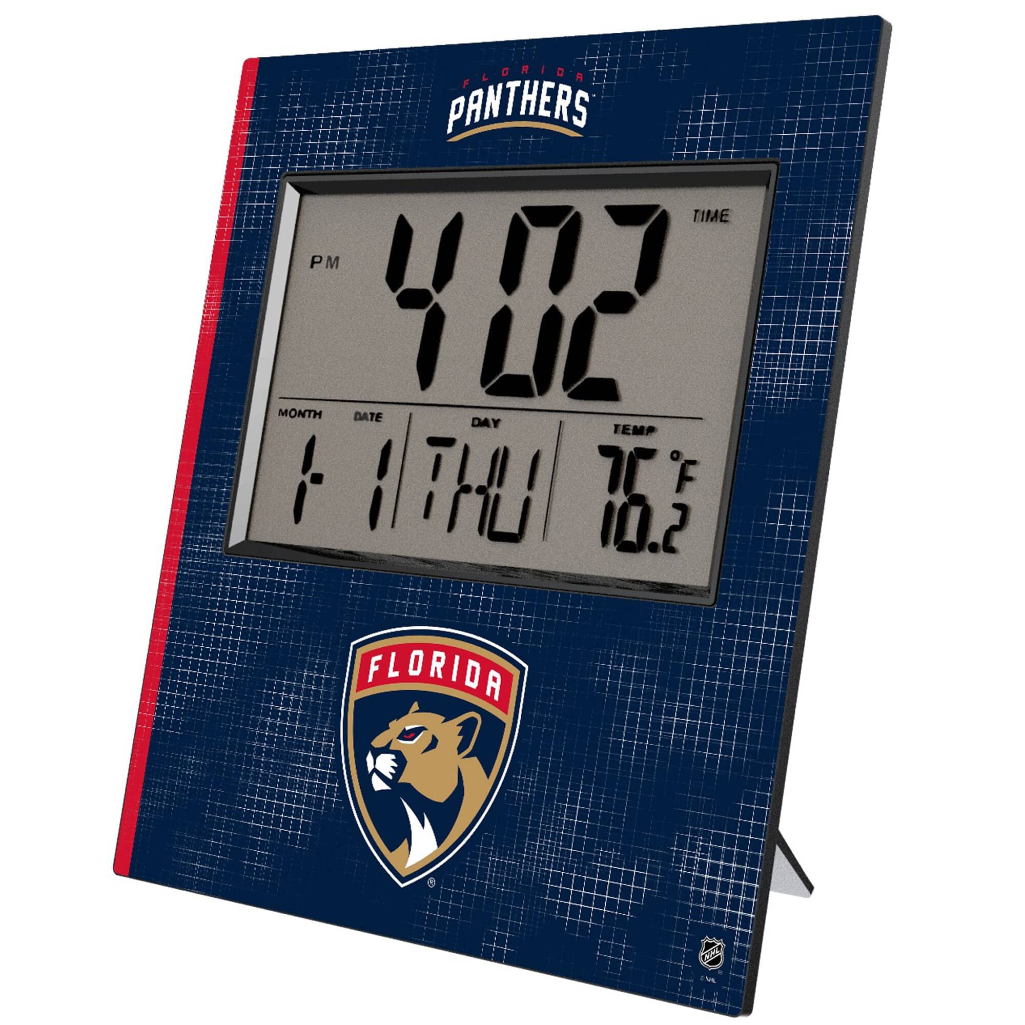 Keyscaper - Florida Panthers Cross Hatch Digital Desk Clock - Multicolor