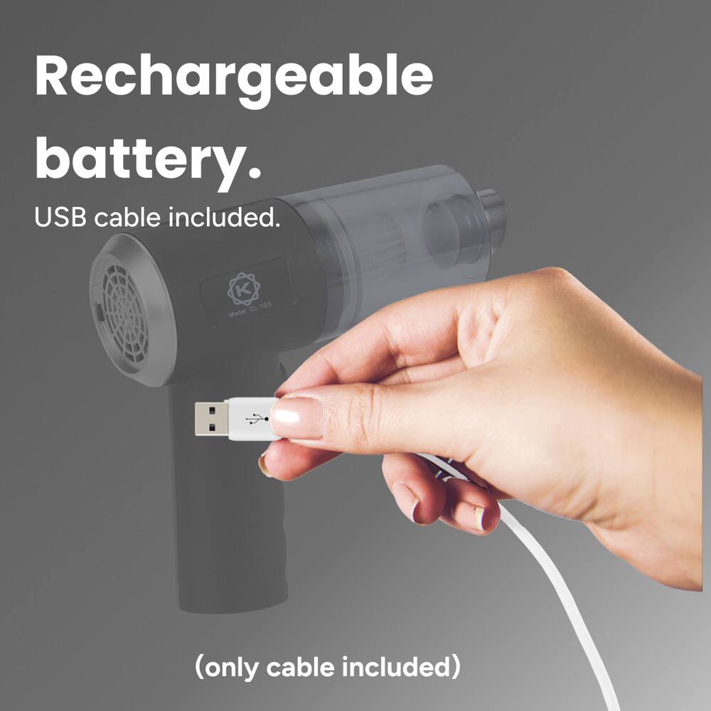 Rechargeable battery.  
USB cable included.  
K Model OL-105 CL (only cable included)