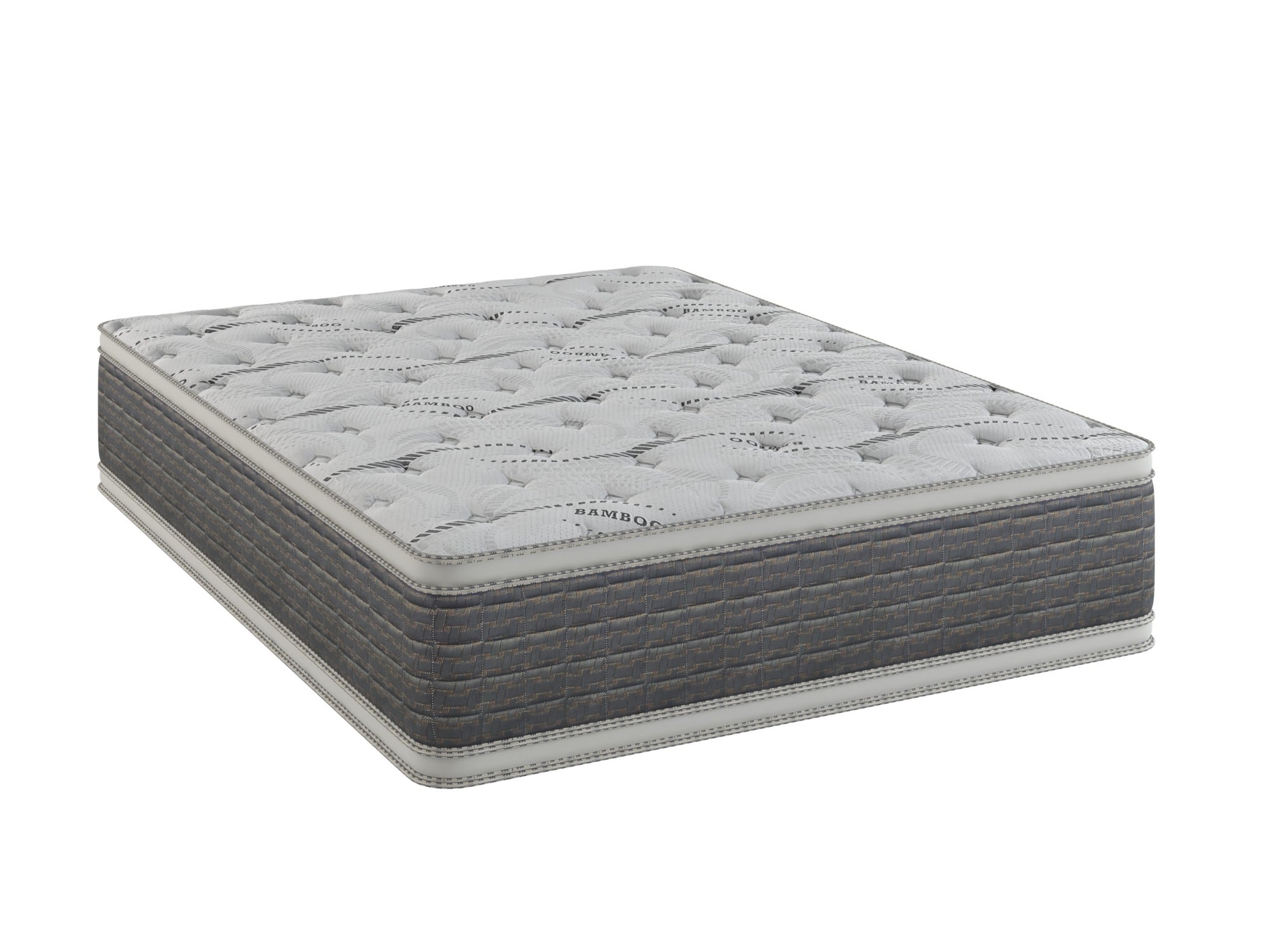 Glintex - 14.5" Two-Sided Pillow Top Queen Mattress with CoolTouch Cover and Quad Coil Support - White+gray