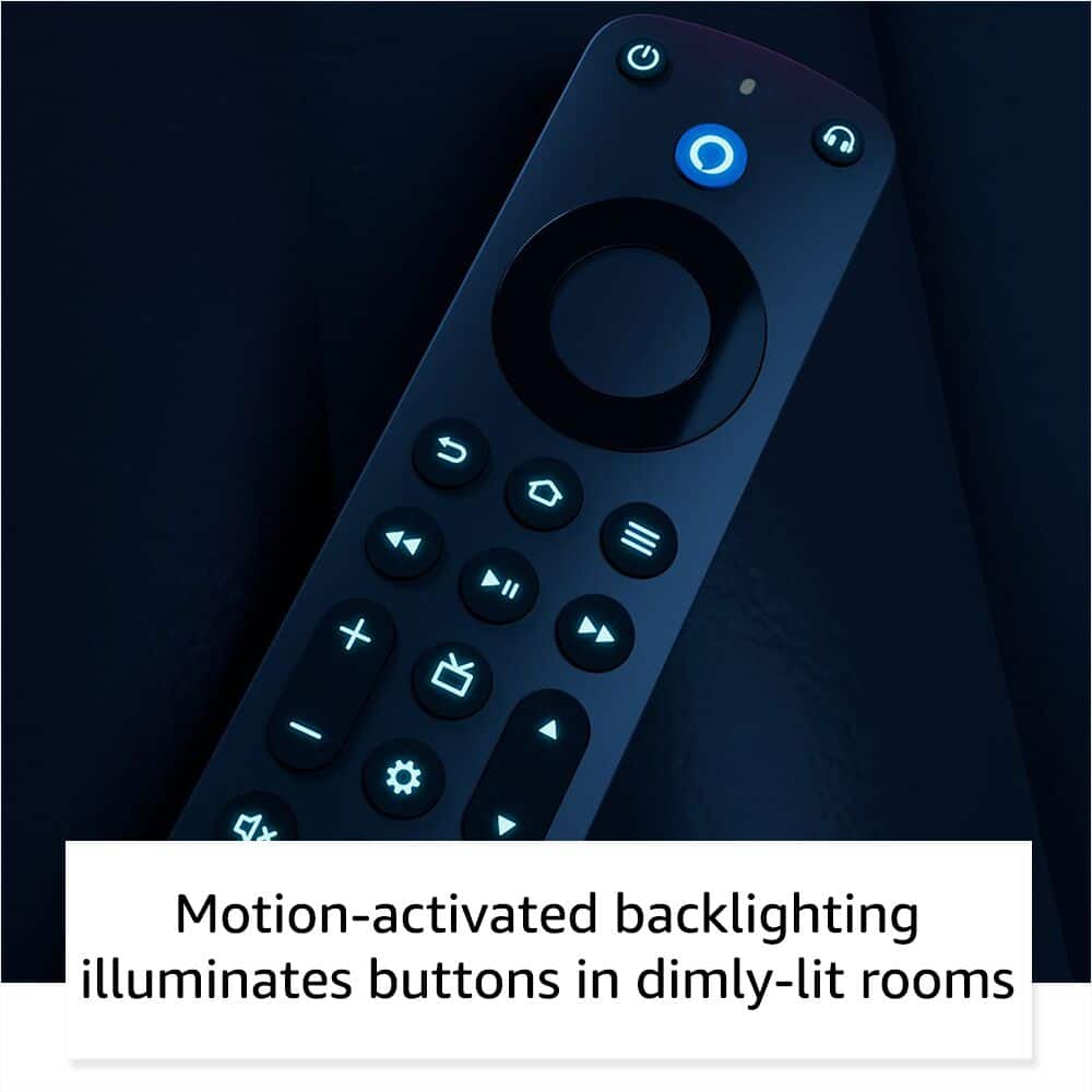 Motion-activated backlighting illuminates buttons in dimly-lit rooms.