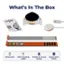 What's In The Box: nickWATCH - Quick Start Guide, USB Charging, Simple & Snazzy, Quick Start cable straps.