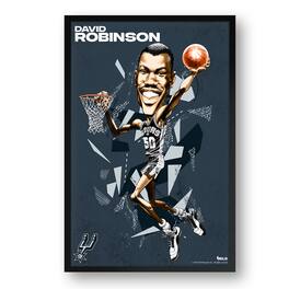 Sporticulture - David Robinson San Antonio Spurs Framed 27" x 39" Player Caricature Art - Multicolor