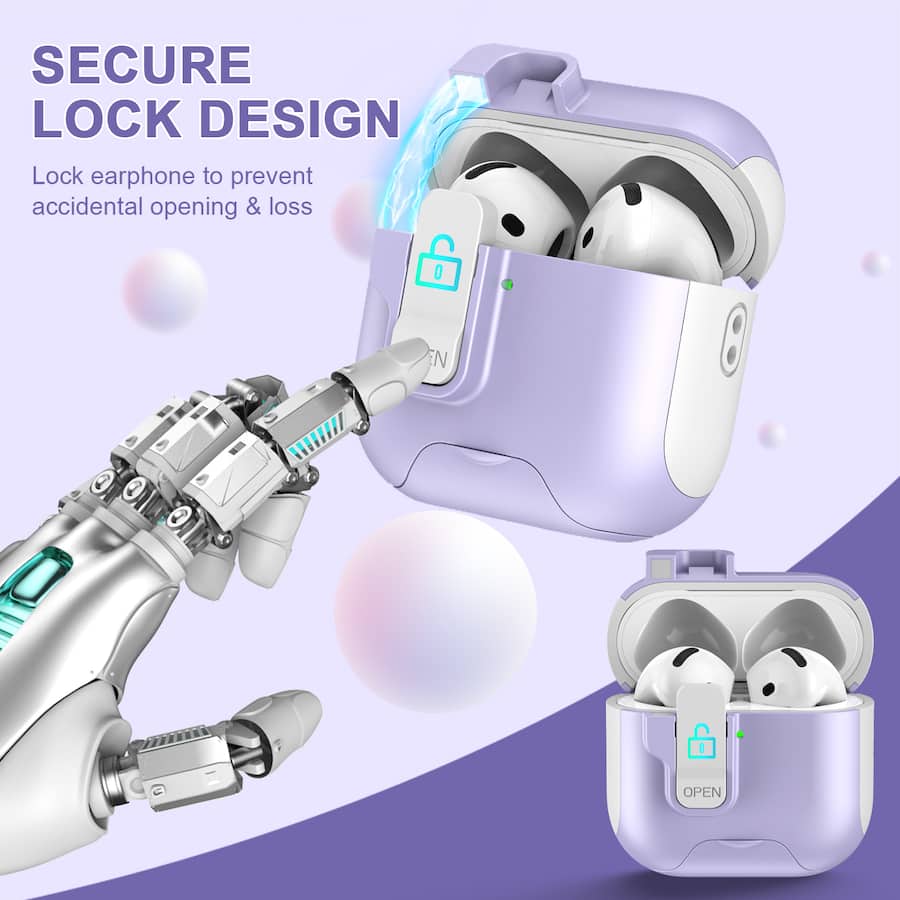 Dteck Secure Lock Case For Airpods Pro 3rd Gen (2025) Shockproof Rugged ...