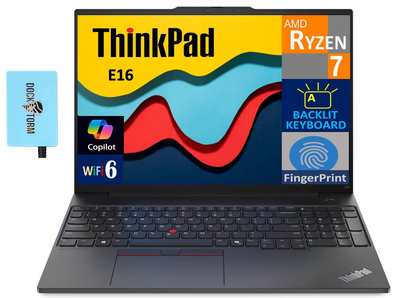 DOCK TORM ThinkPad E16 Copilot WiFi 6 AMD Ryzen 7 Backlit Keyboard FingerPrint