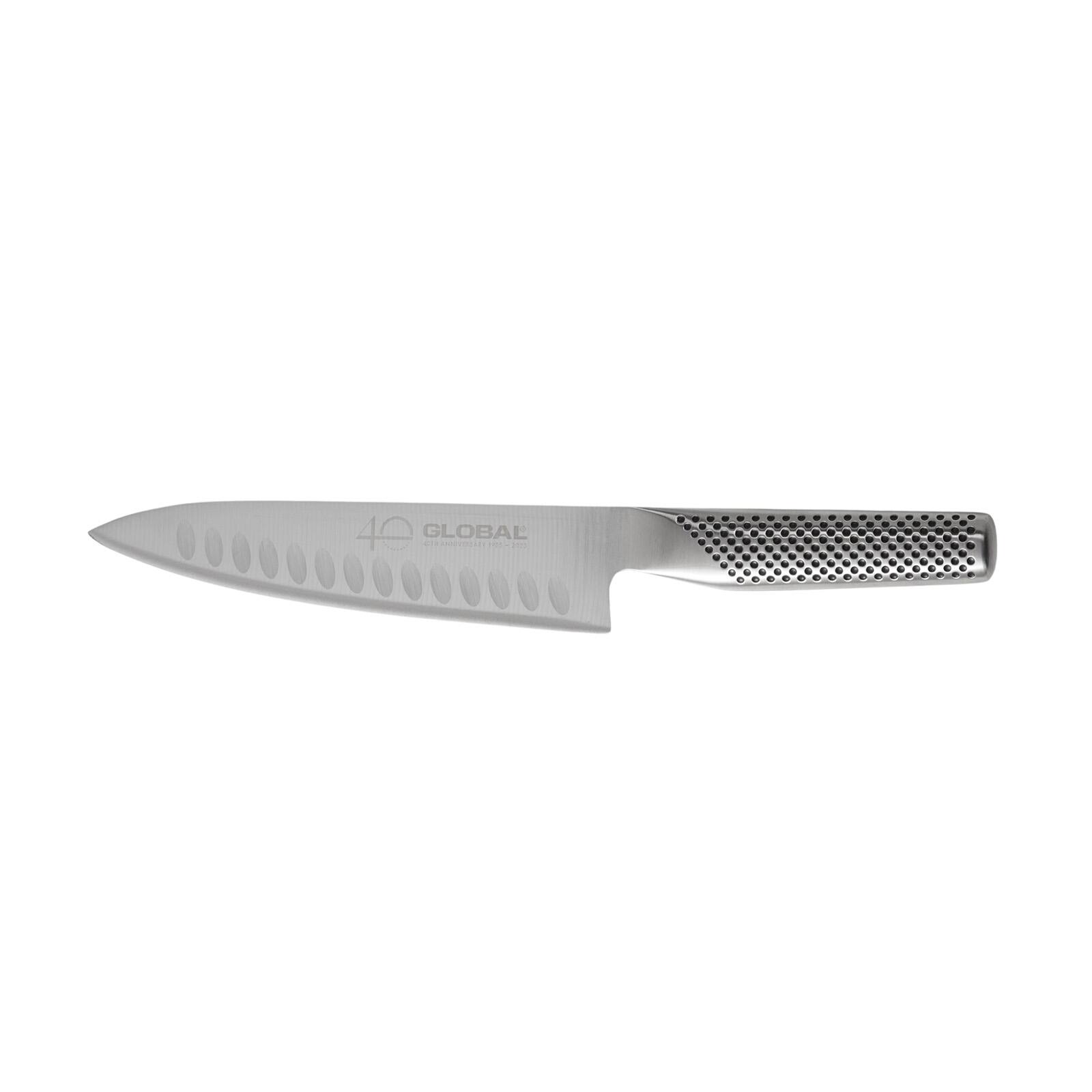 Front. Global - 40th Anniversary 7-Inch Fluted Chef's Knife - Silver.