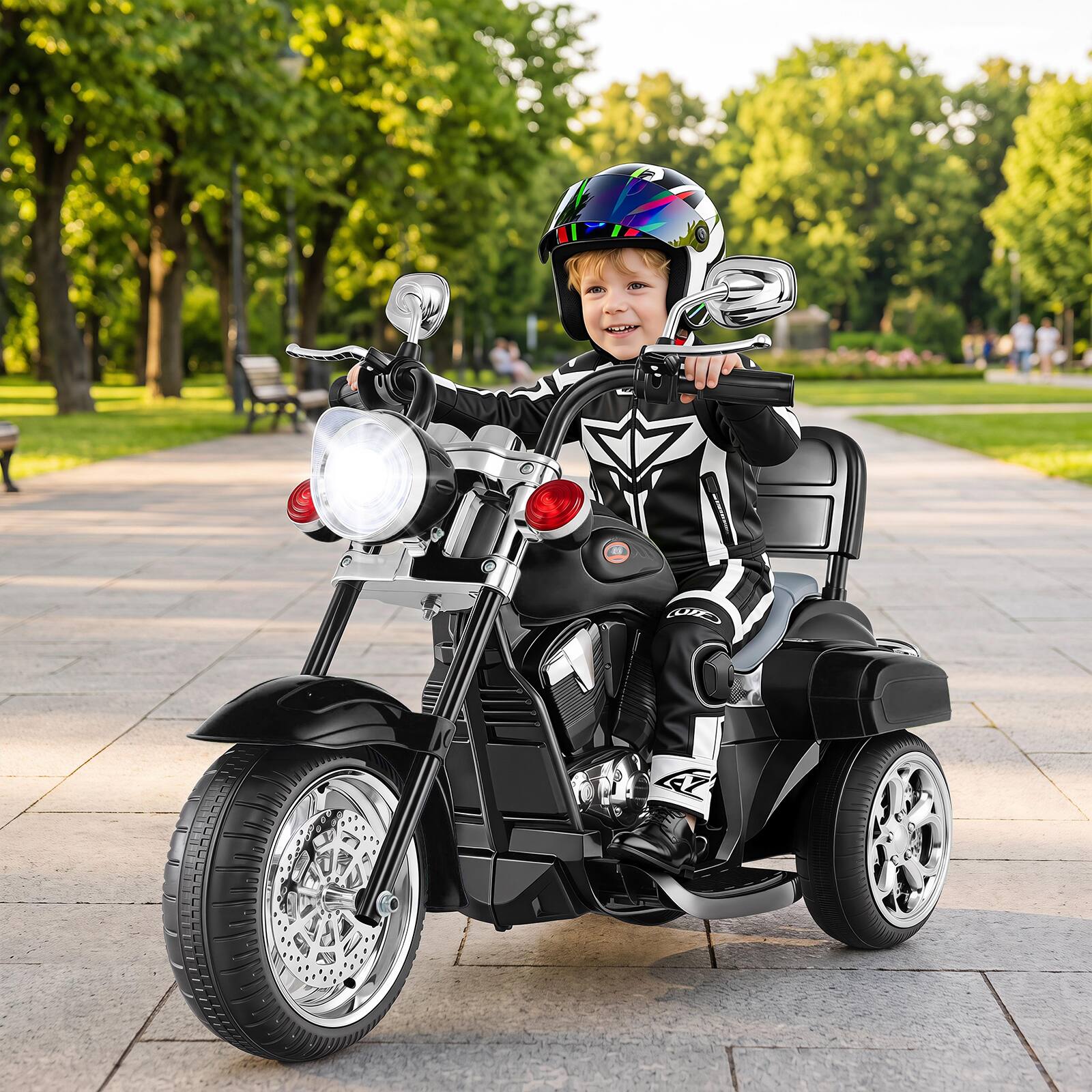 Alt View 1. Costway - Costway Kids Motorcycle, 6V Battery Powered 3-Wheel Electric Motorcycle for Kids with Horn - Black.
