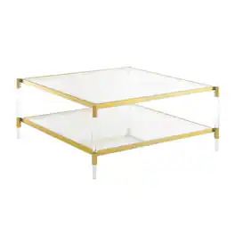 Convenience Concepts - Royal Crest 2 Tier Acrylic Glass Square Coffee Table - Glass/Gold