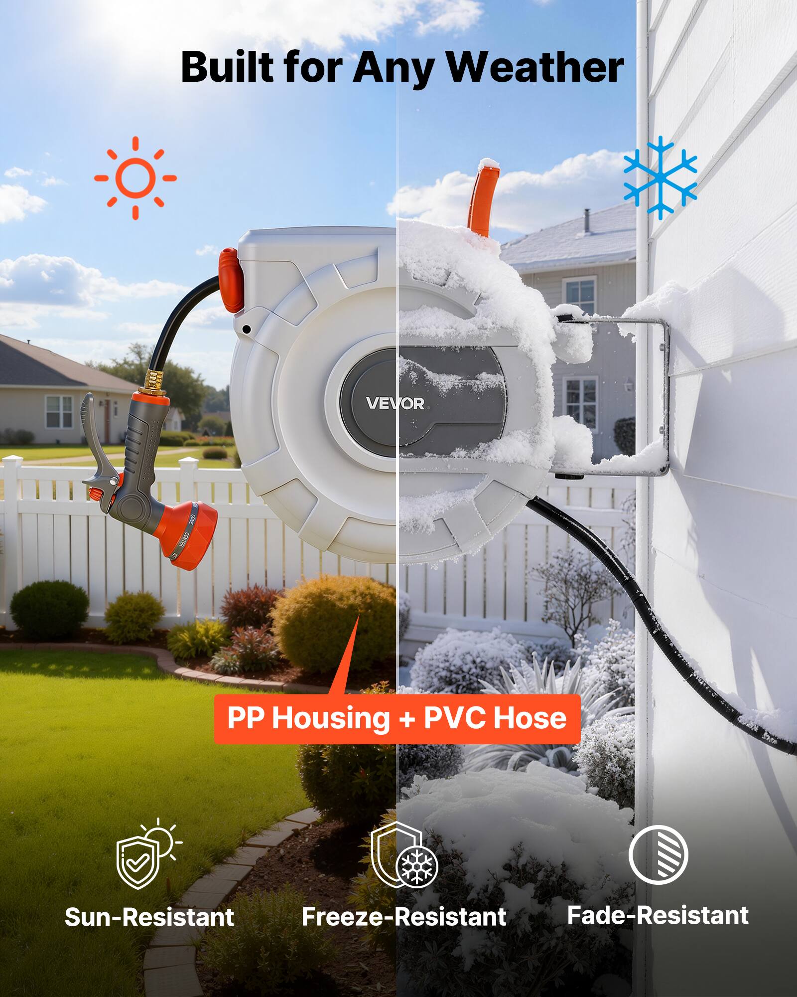 Built for Any Weather

VEVOR 2 CINEN PP Housing + PVC Hose

Sun-Resistant
Freeze-Resistant
Fade-Resistant
