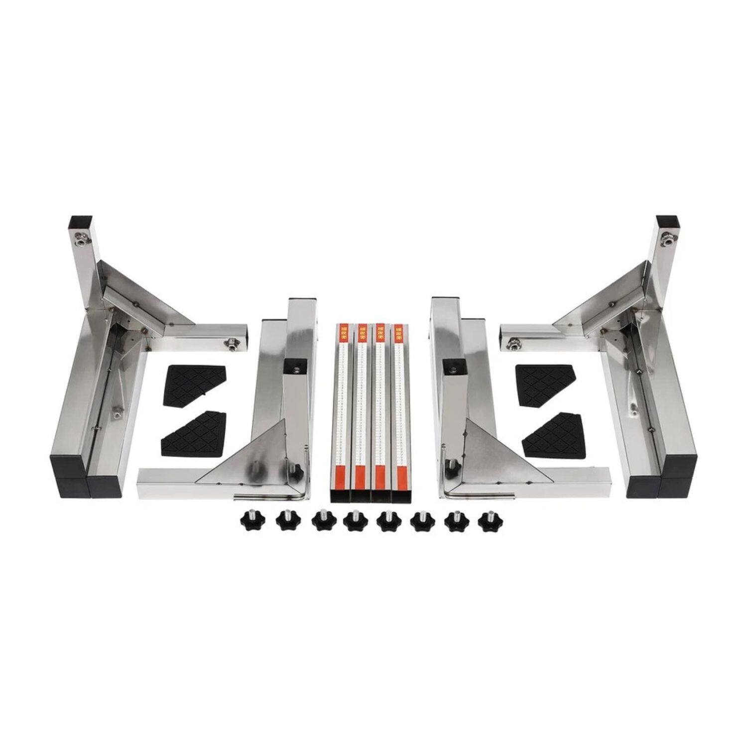 Left. Stock Preferred - Universal Adjustable Washing Machine & Dryer Pedestal Stand - Silver.