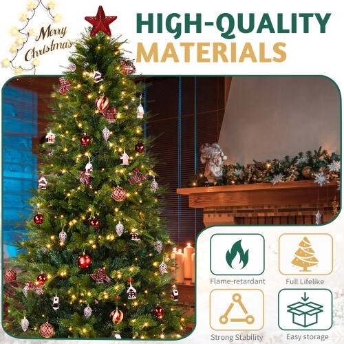 Merry Christmas

HIGH-QUALITY MATERIALS

- Flame-retardant
- Full Lifelike
- Strong Stability
- Easy storage