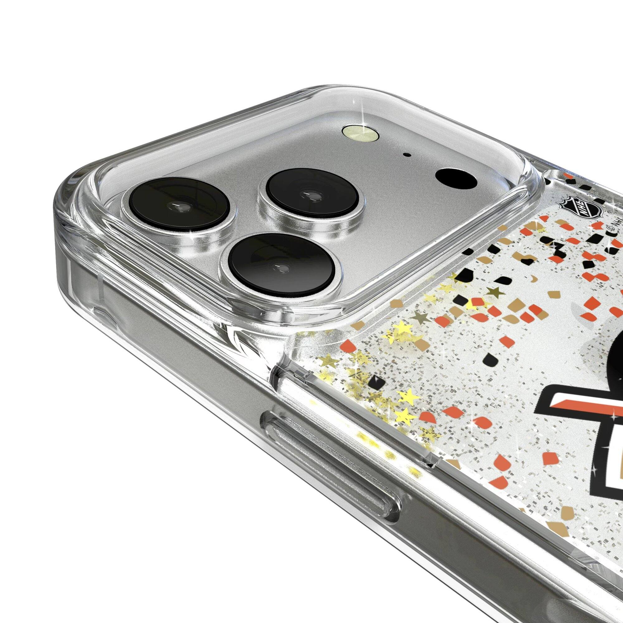 Alt View 2. Keyscaper - Anaheim Ducks iPhone Confetti Glitter Case - 15 Pro - Multicolor.
