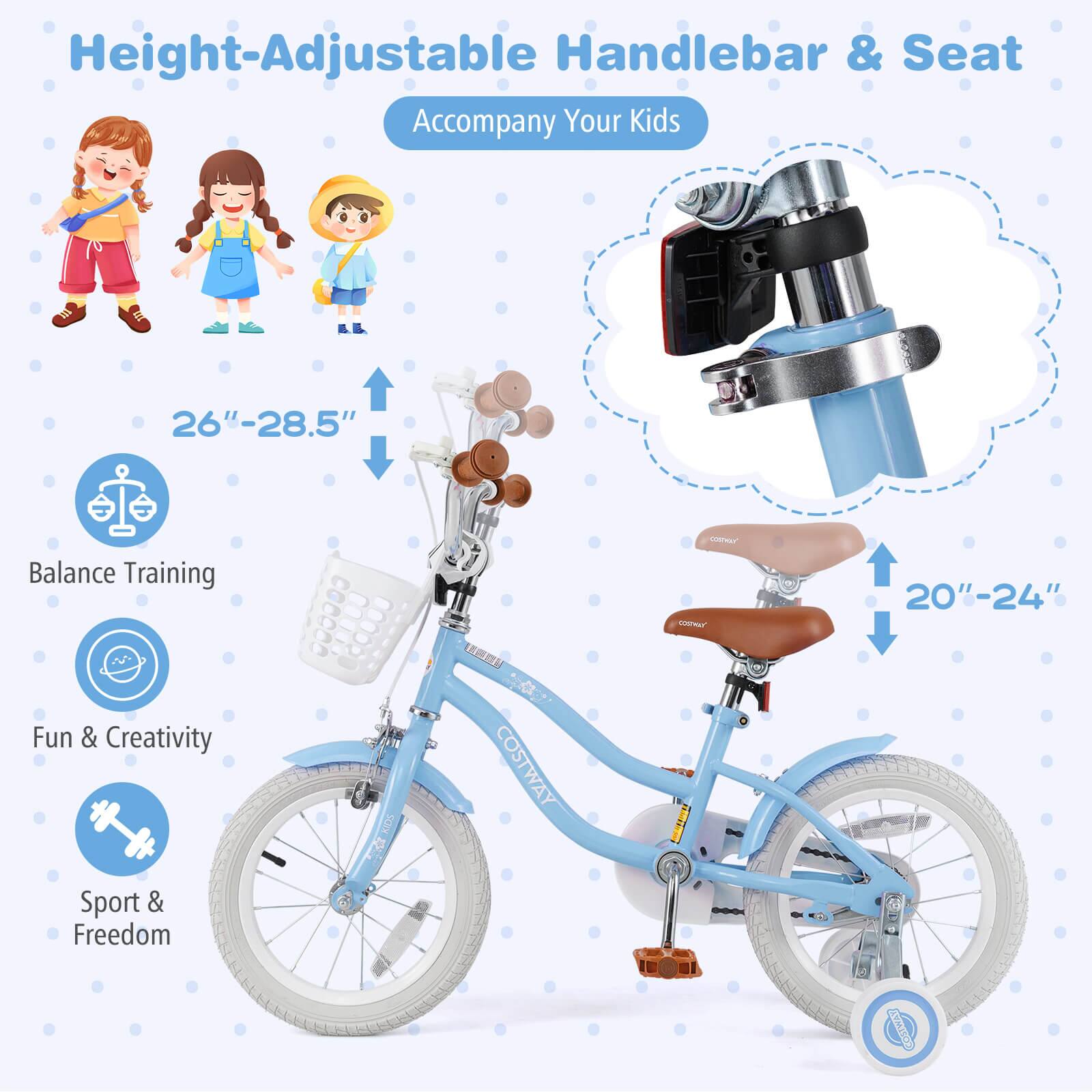 Height-Adjustable Handlebar & Seat  
Accompany Your Kids  

26"–28.5"  
Balance Training  
Fun & Creativity  
Sport & Freedom  

20"–24"