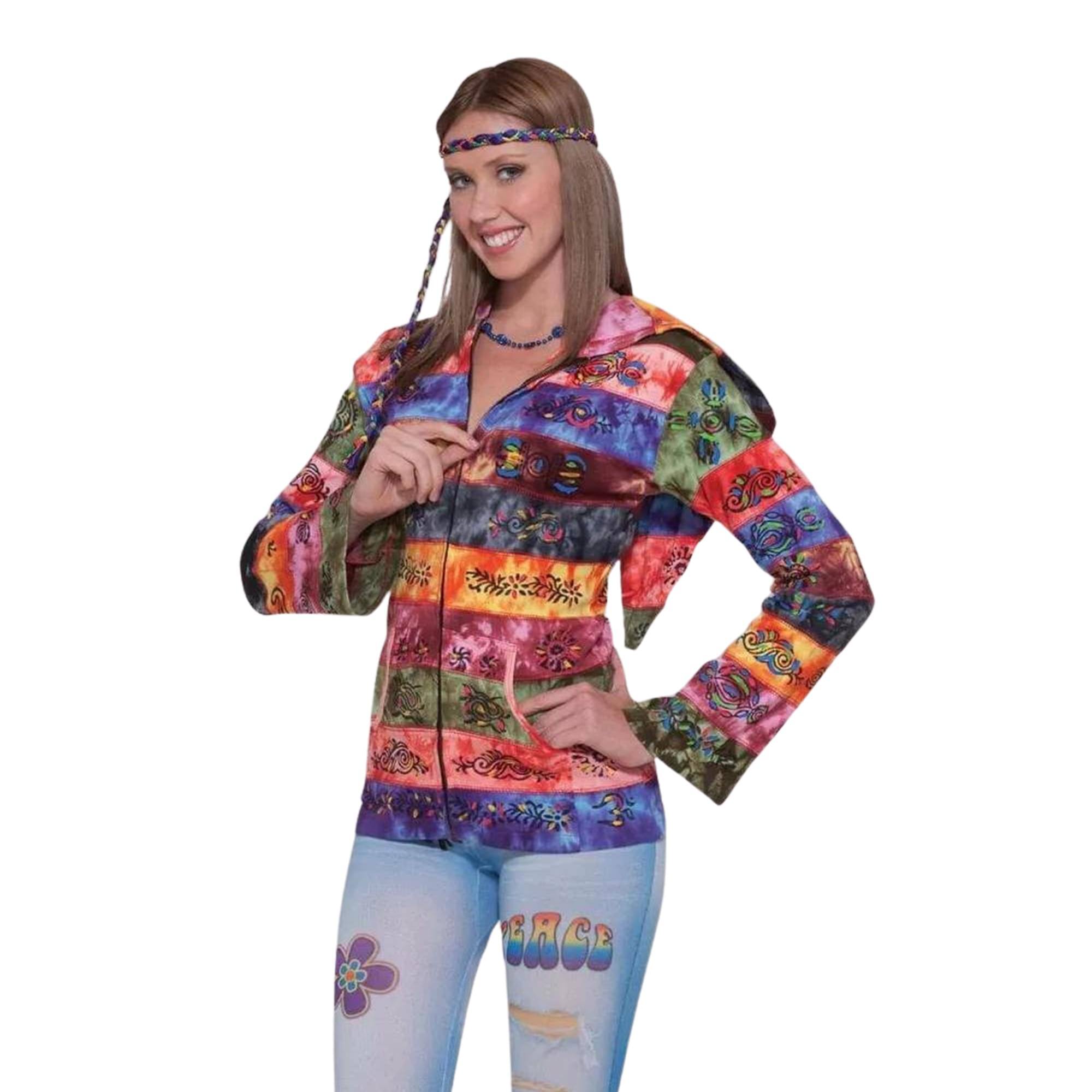 Forum Novelties - 60's 70's Hippie Hooded Rainbow Costume Jacket Adult Standard - Yellow price history on PriceWatchPro