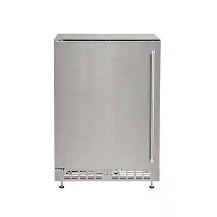 Front. Coyote - Coyote Outdoor Living 24" 5.1 Cu. Ft. Built-in Compact Refrigerator with Reversible Hinge - Stainless Steel.