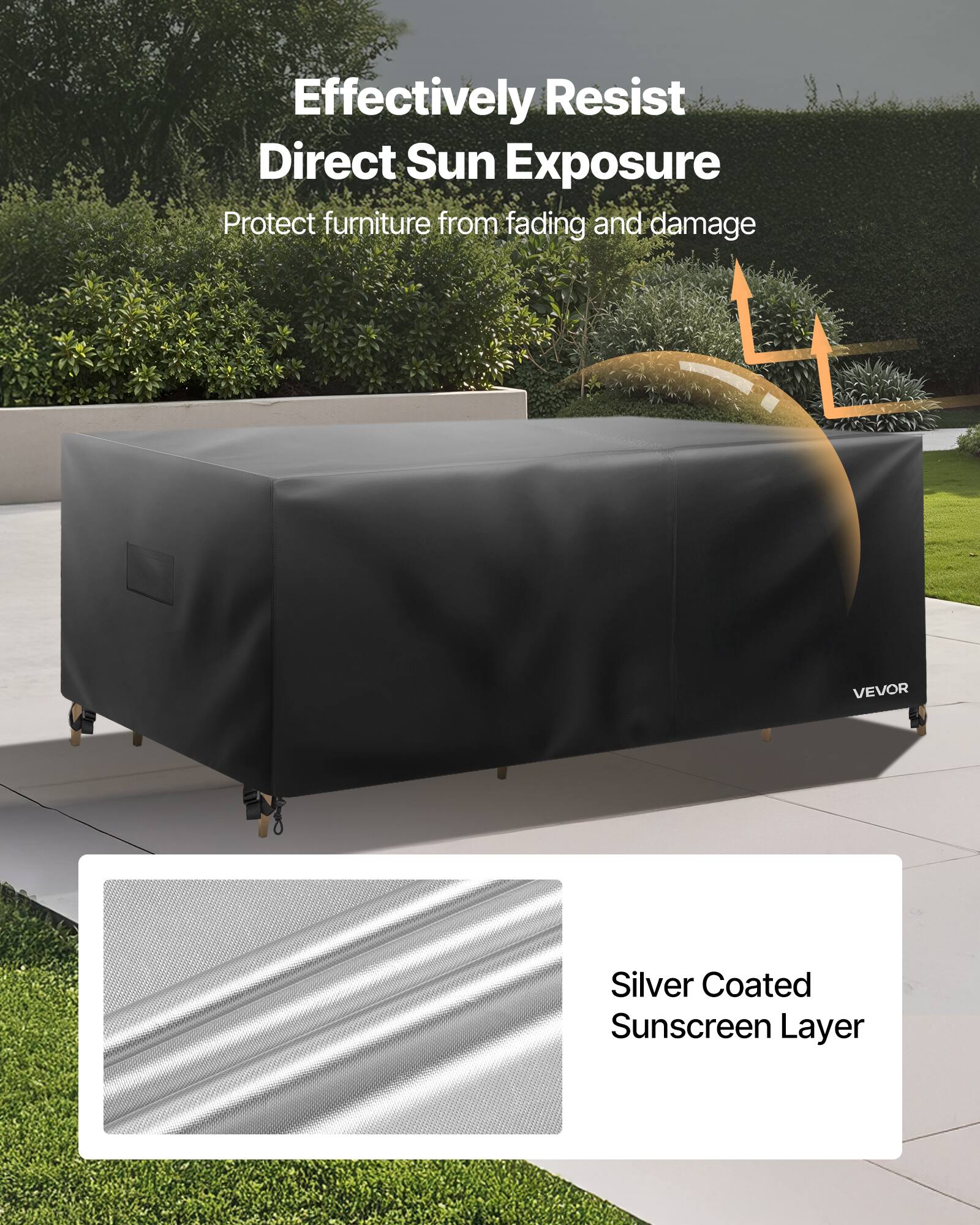 Effectively Resist Direct Sun Exposure, Protect furniture from fading and damage, VEVOR, Silver Coated Sunscreen Layer