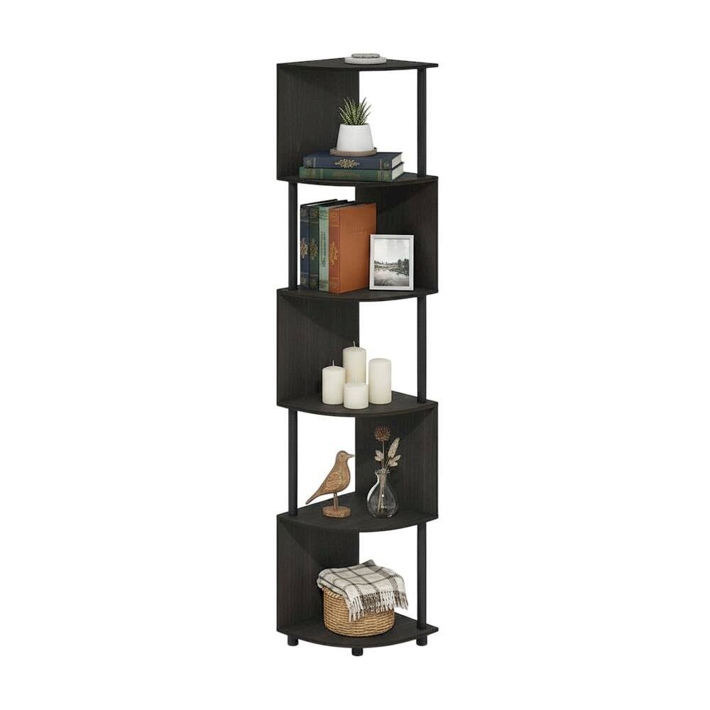 Back. FurniFact - Engineered Wood bookcase with clean design for living spaces - Espresso/Black.