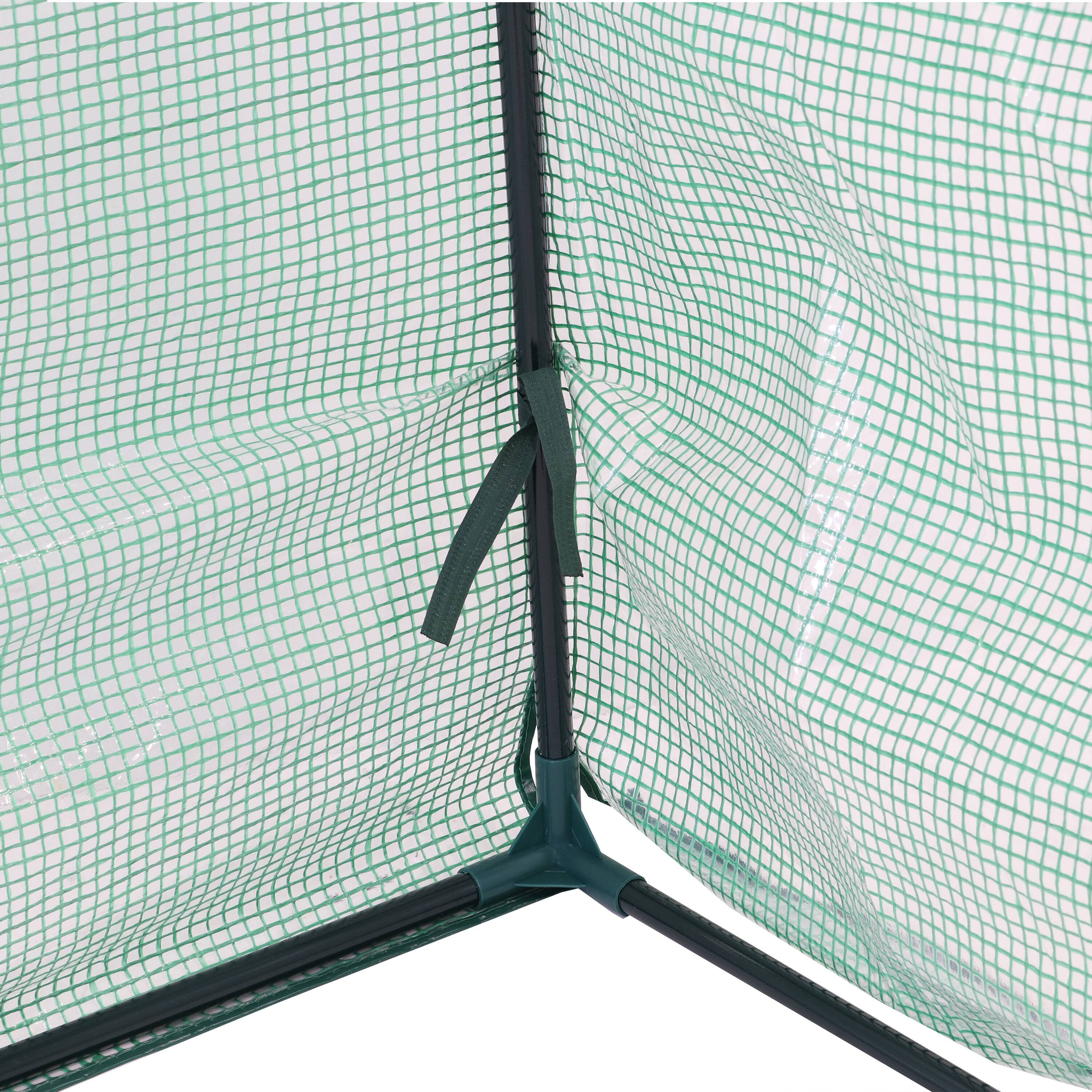 Alt View 8. Sunnydaze - Iron PVC Cover Mini Slant Cloche Greenhouse with Zipper - Green.