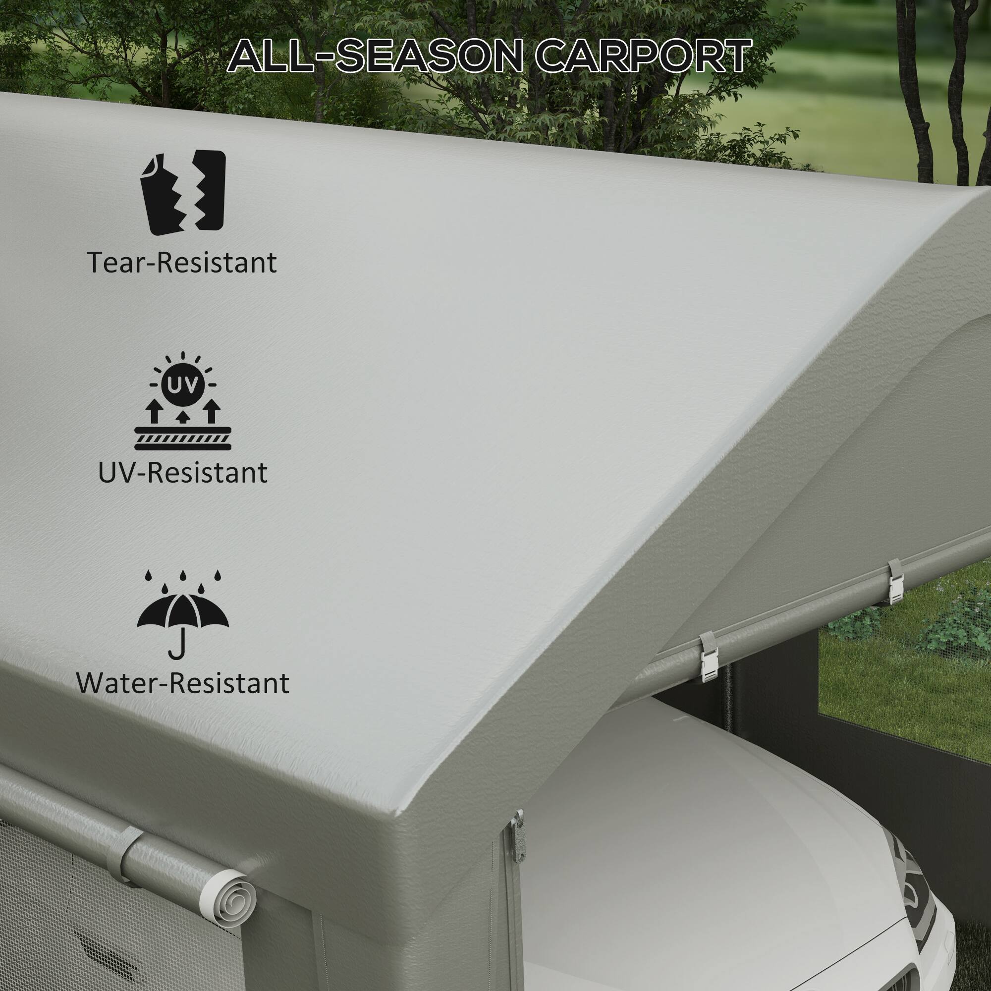 ALL-SEASON CARPORT

Tear-Resistant
UV-Resistant
Water-Resistant