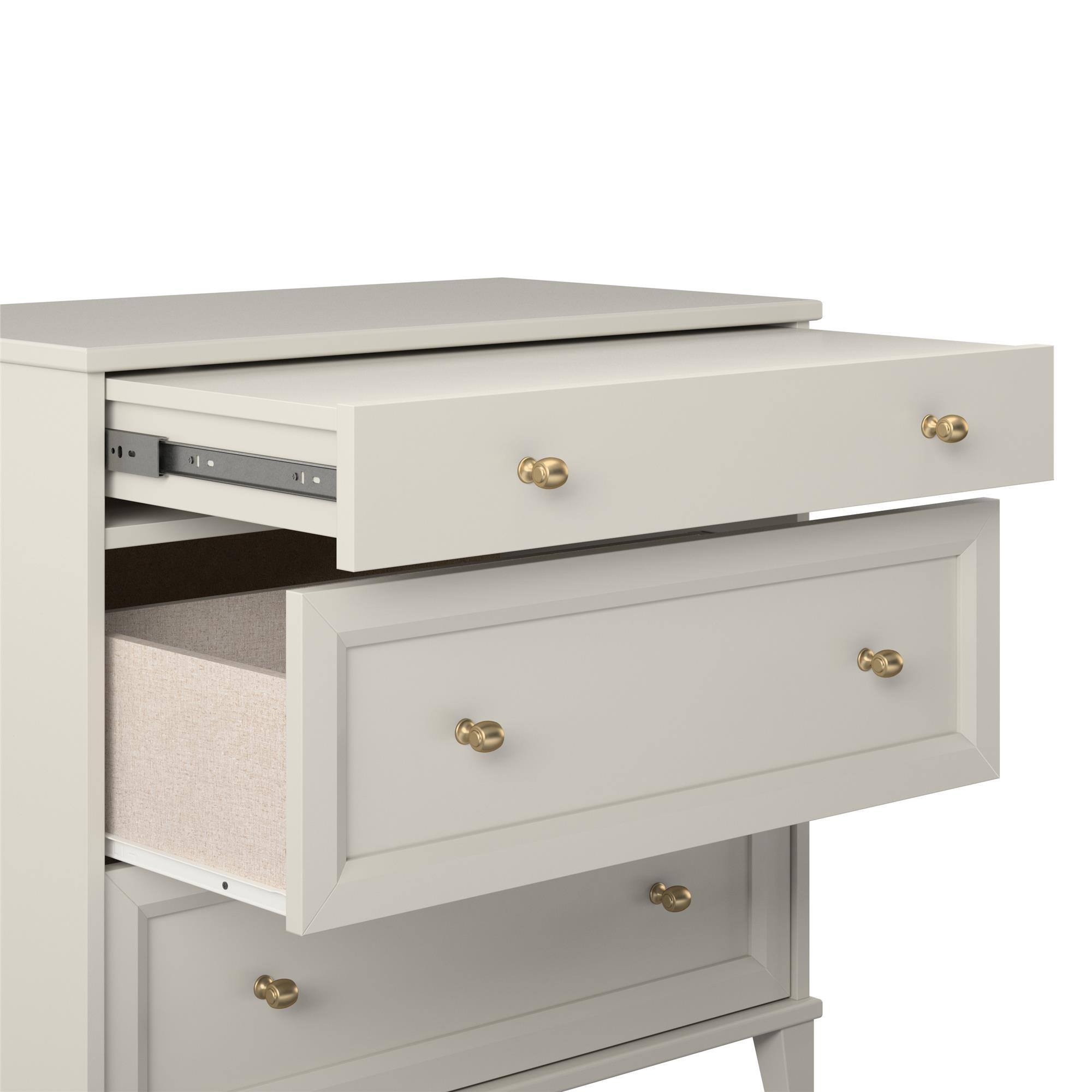 Alt View 4. Aukfa - 2-Drawer Dresser with Pull-out Desk - MDF & Particle Board, Brassy Gold Hardware, 31.5"W x 30.6"H, Wall Anchor Included - White.