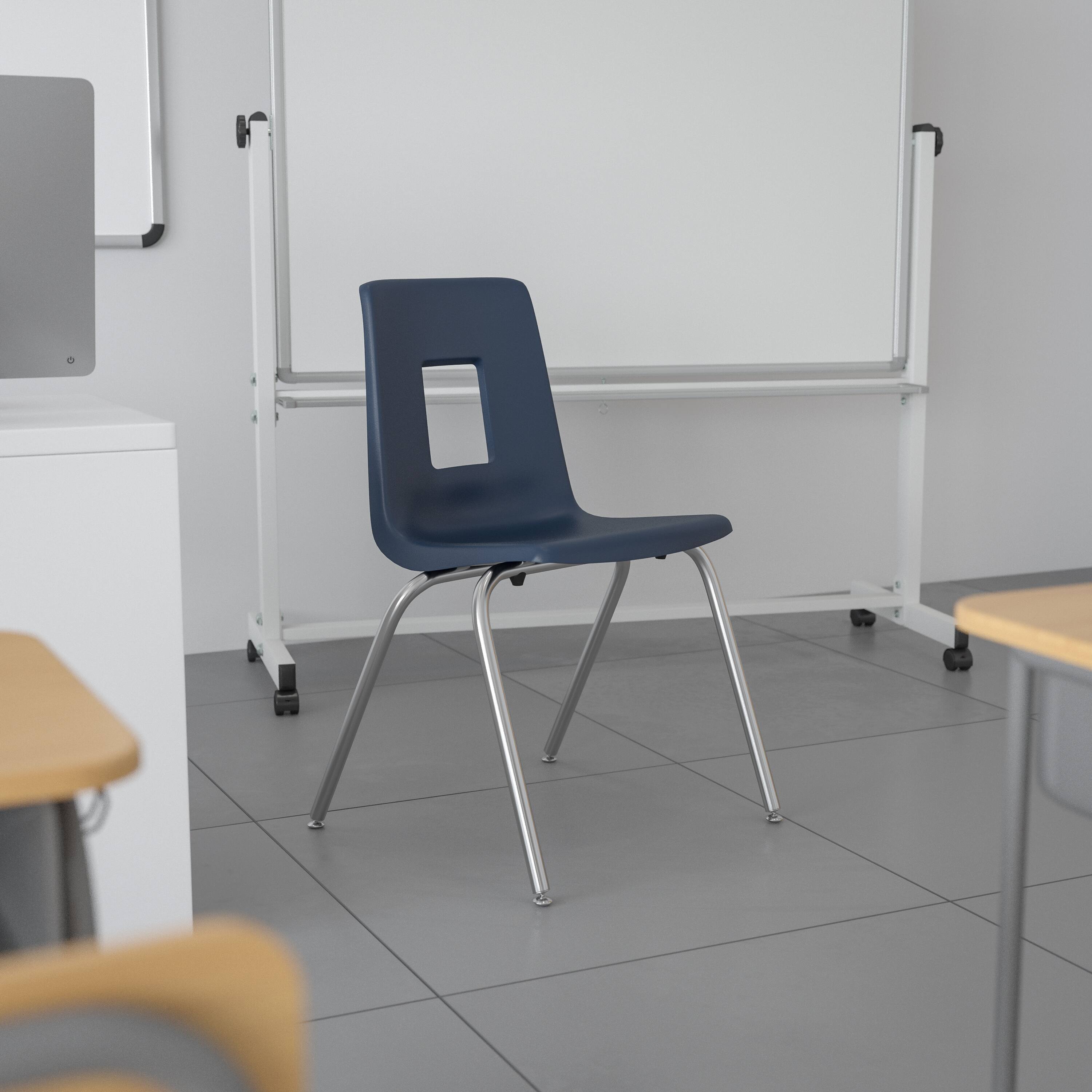 Alt View 1. Emma + Oliver - Student Stack School Chair - 18-inch - Navy.