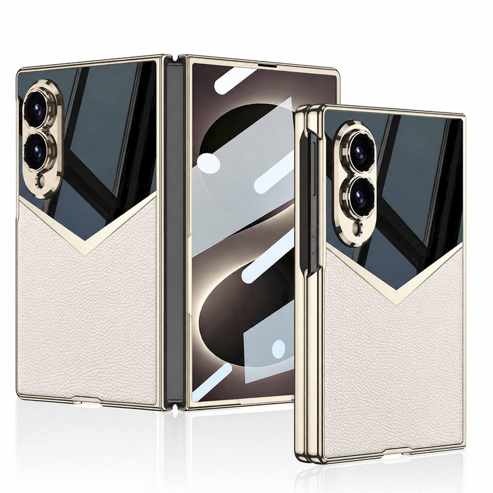 Front. Dteck - Shockproof Leather Texture Case for Samsung Galaxy Z Fold8 Built in Screen Film Raised Edge Precision Camera Defense - Titaniumgray.