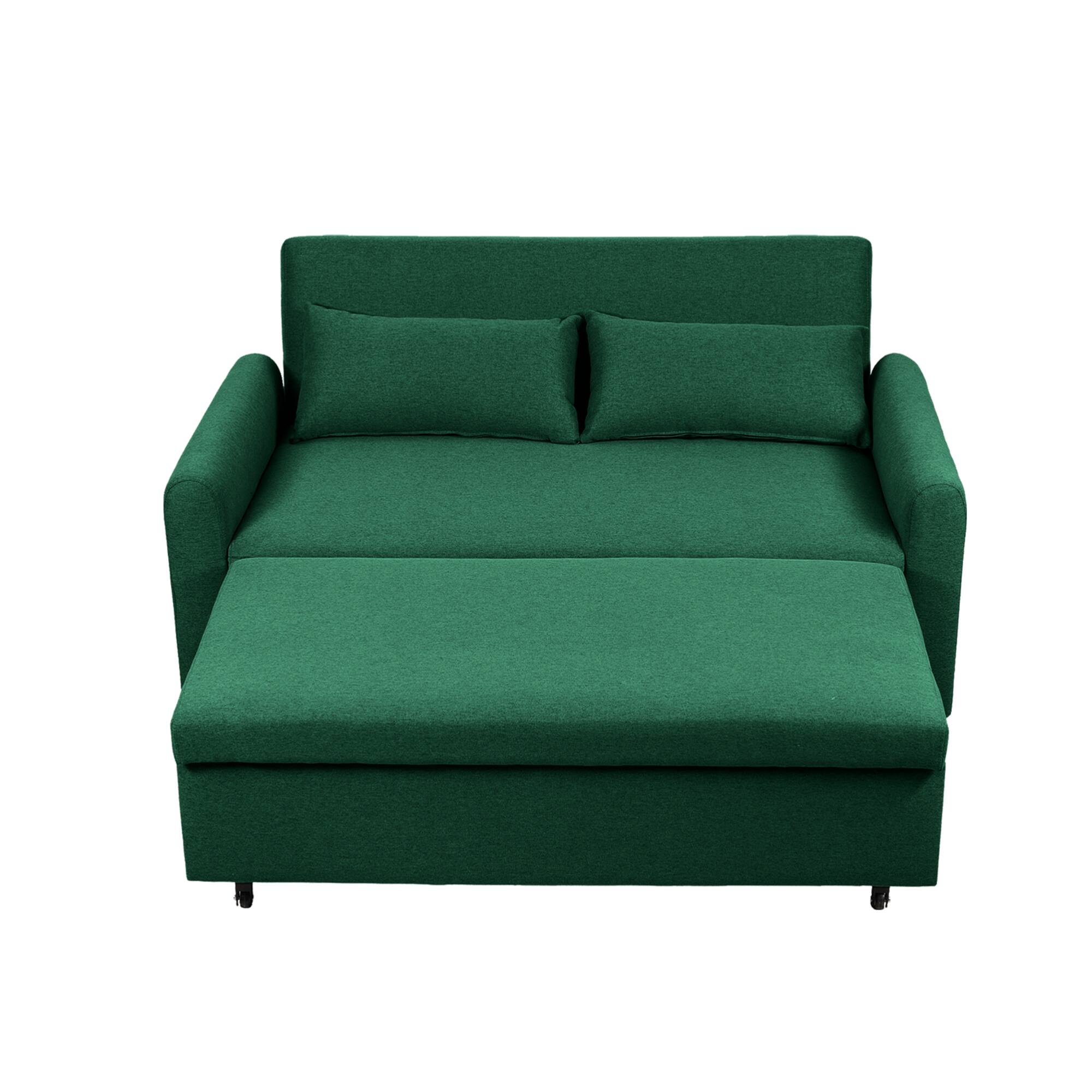 Alt View 4. GOODSILO - Extra-Large 61-Inch Convertible Fabric Sofa Bed With Storage Reinforced Frame Adjustable Backrest - Green.