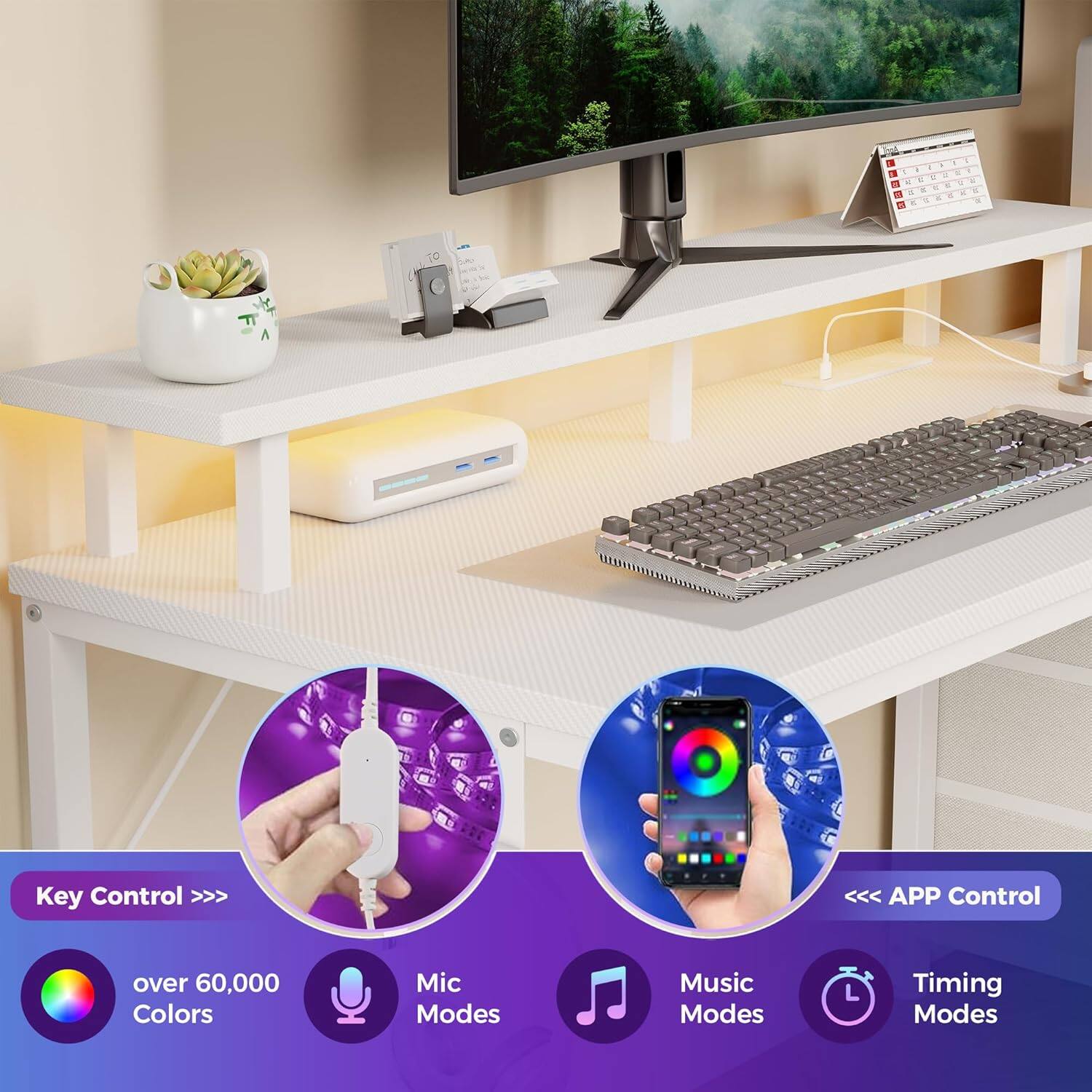 1 - - - 1 - - + . . . % + . - a - 10

Key Control >>> APP Control over 60,000 Colors Mic Modes Music Modes Timing Modes