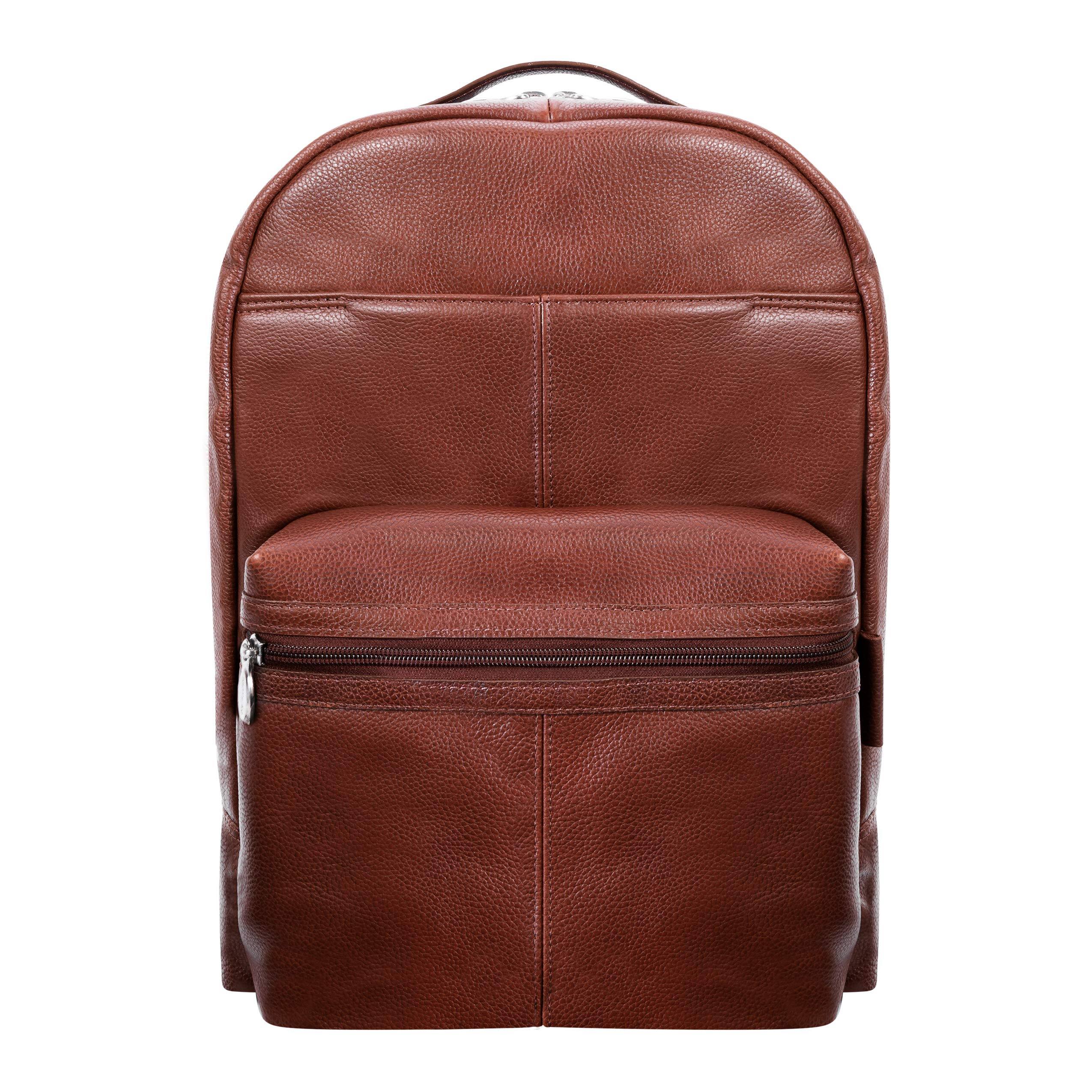 Alt View 2. McKleinUSA - 15" Leather Dual-Compartment Laptop Backpack Pebble-Grain Calfskin Built-In Laptop Protection Tablet Pocket - Brown.
