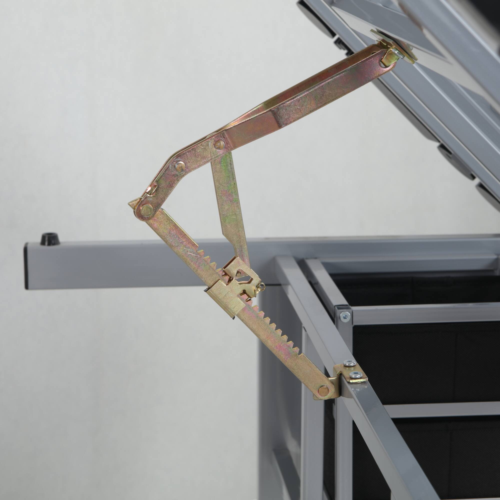 Alt View 6. GOODSILO - Adjustable Glass Top Drafting Desk with Storage Drawers and Wheels for Artists and Crafters - Silver Grey.