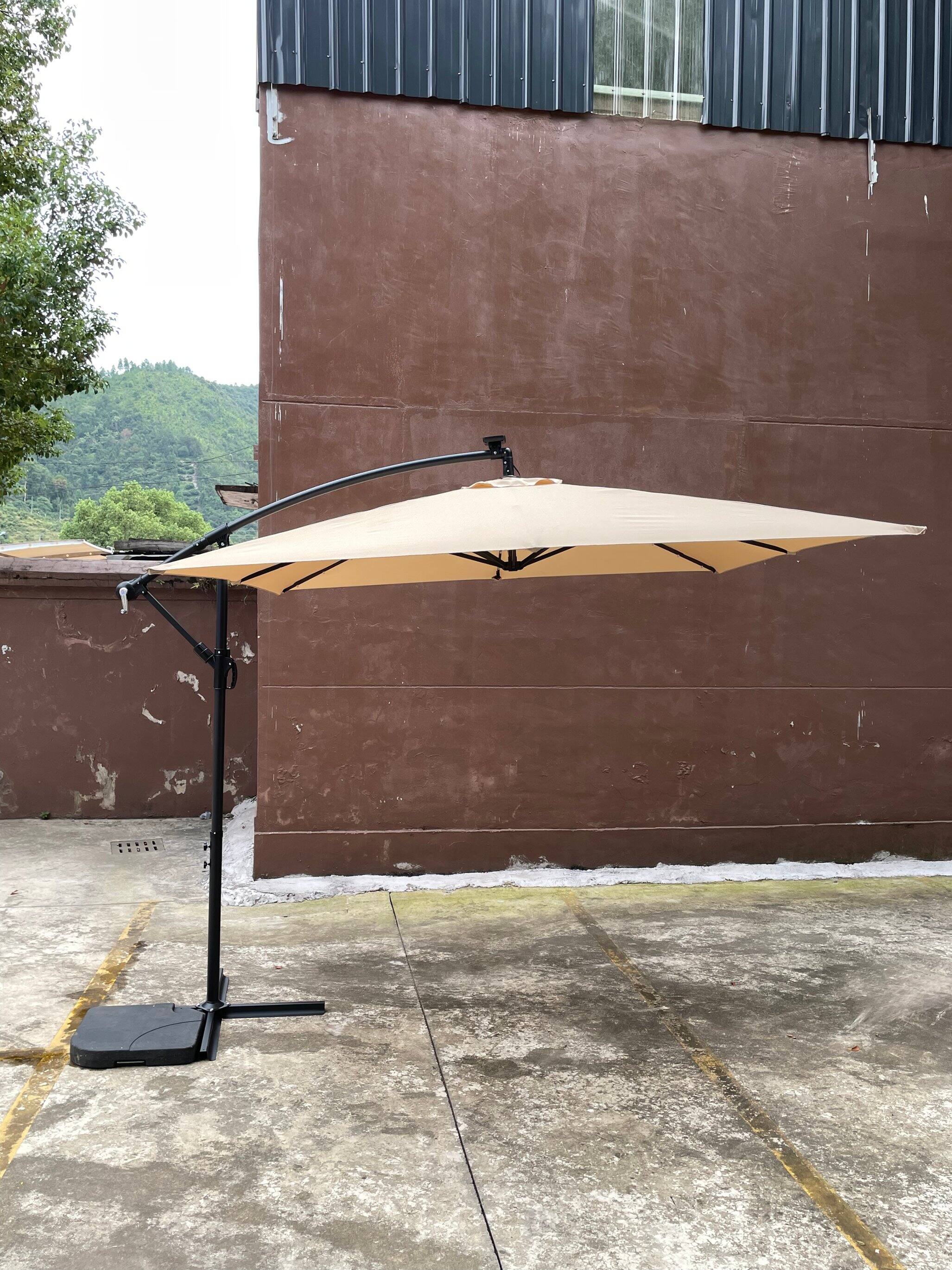 Alt View 6. Loheer - Loheer 8ft Square Solar Lighted Patio Umbrella with 32 LED Lights Crank Lift and Cross Base for Backyard Pool Shade.