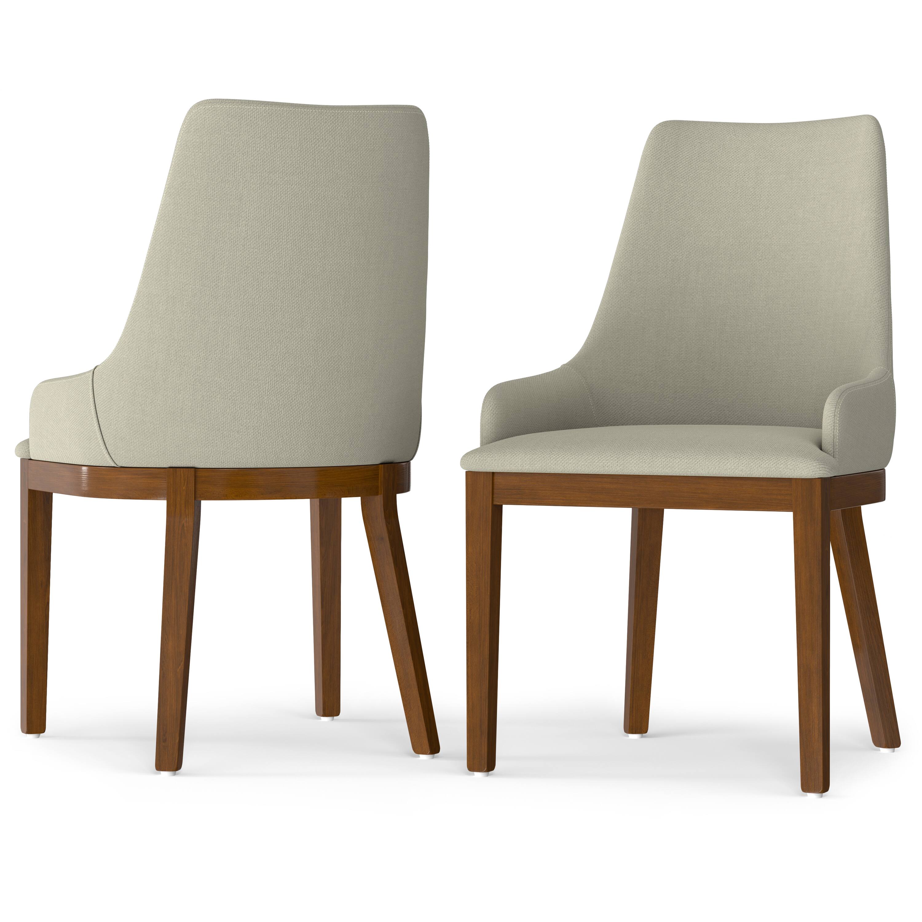 Front. Simpli Home - Stephanie Dining Chair (Set of 2) in Natural Linen Look Fabric - Natural.