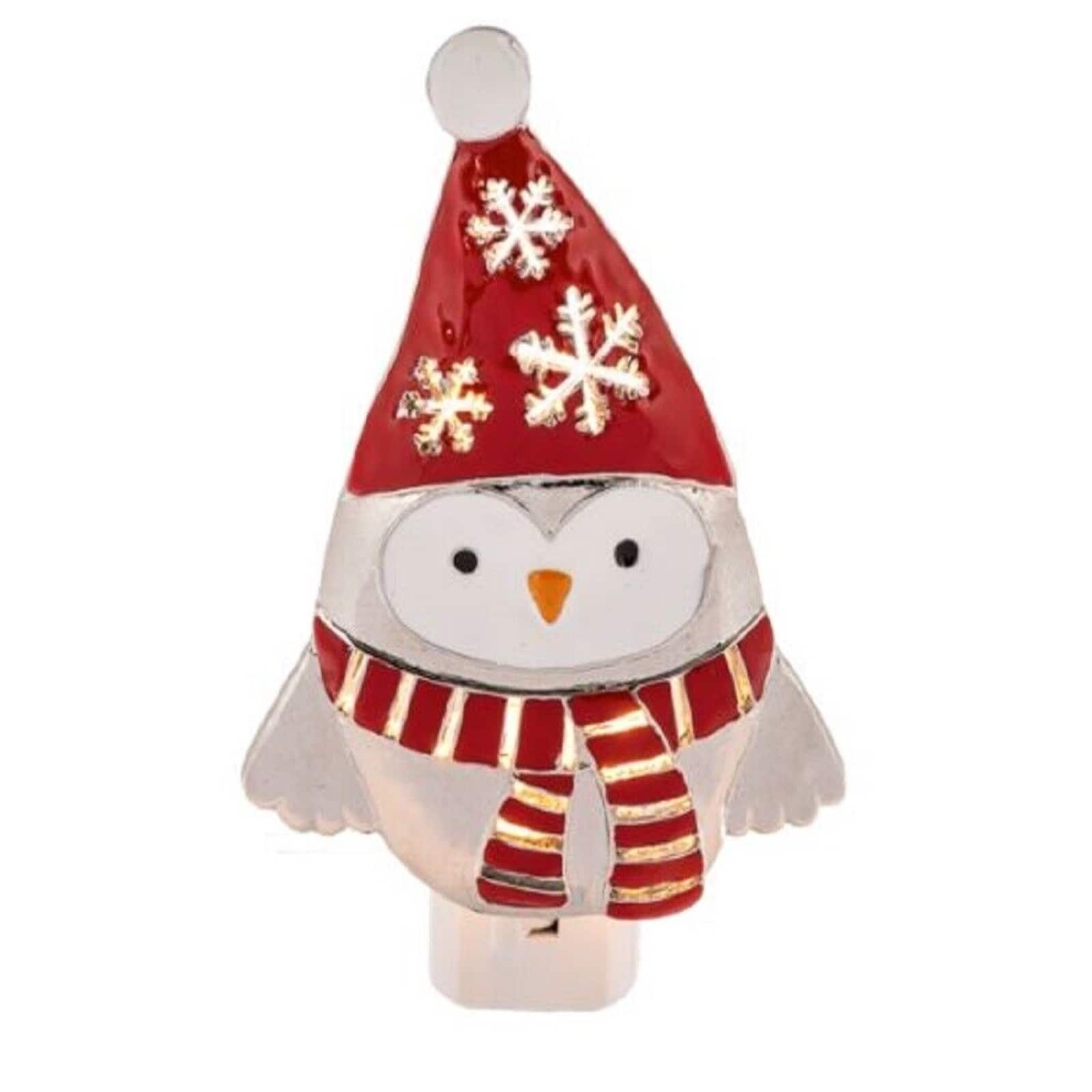 Ganz - Winter Bird Snowflake Hat Zinc Plug In Night Light 5.5 Inch - Red
