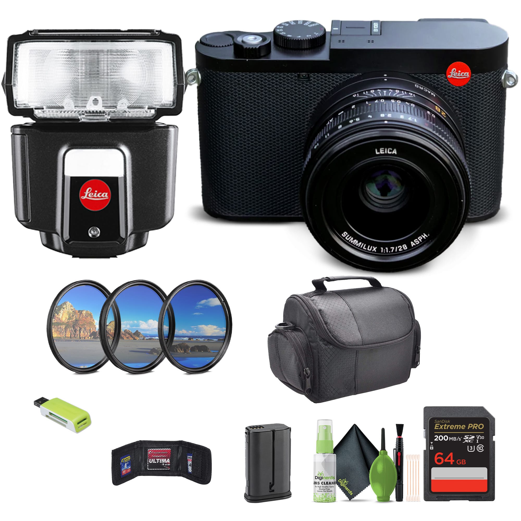 Leica - Q3 Compact Digital Camera, 60MP Full-Frame BSI CMOS Sensor Bundle (International Version) - Black