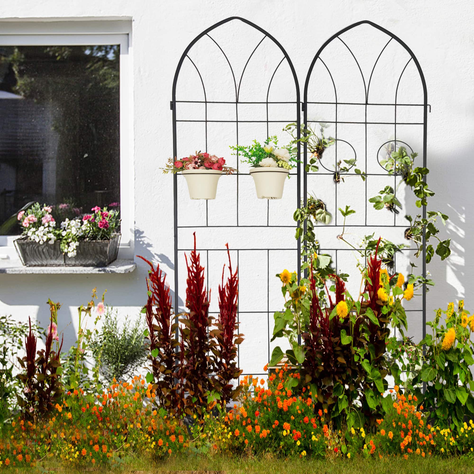 Loheer - 4 Pack Rustproof Metal Garden Trellis 6.56 ft x 1.64 ft for Climbing Plants price history on PriceWatchPro
