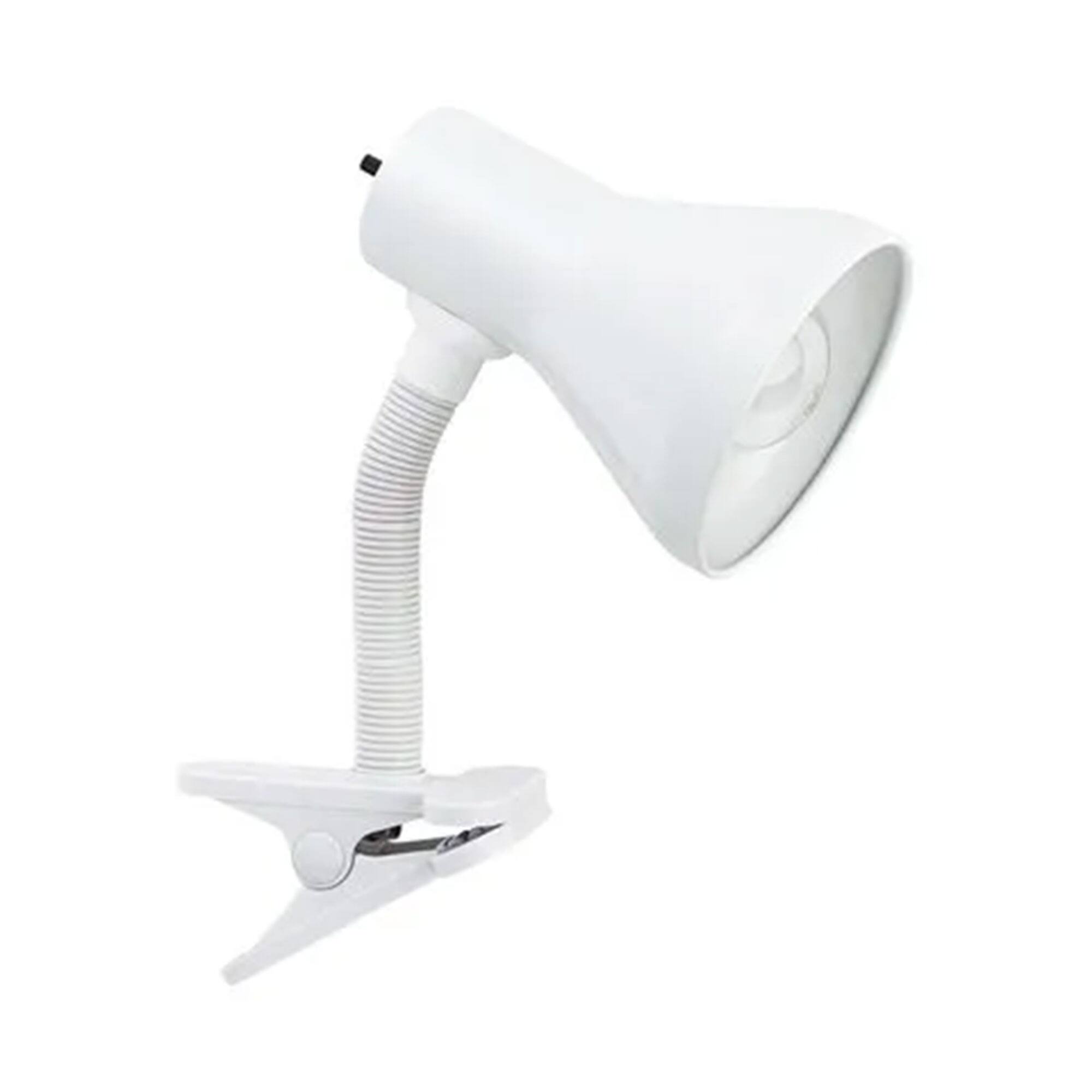 Front. Globe Electric - Globe Electric 10.25" LED Goose Neck Clip Lamp with Rotary On/Off Switch, White - White.
