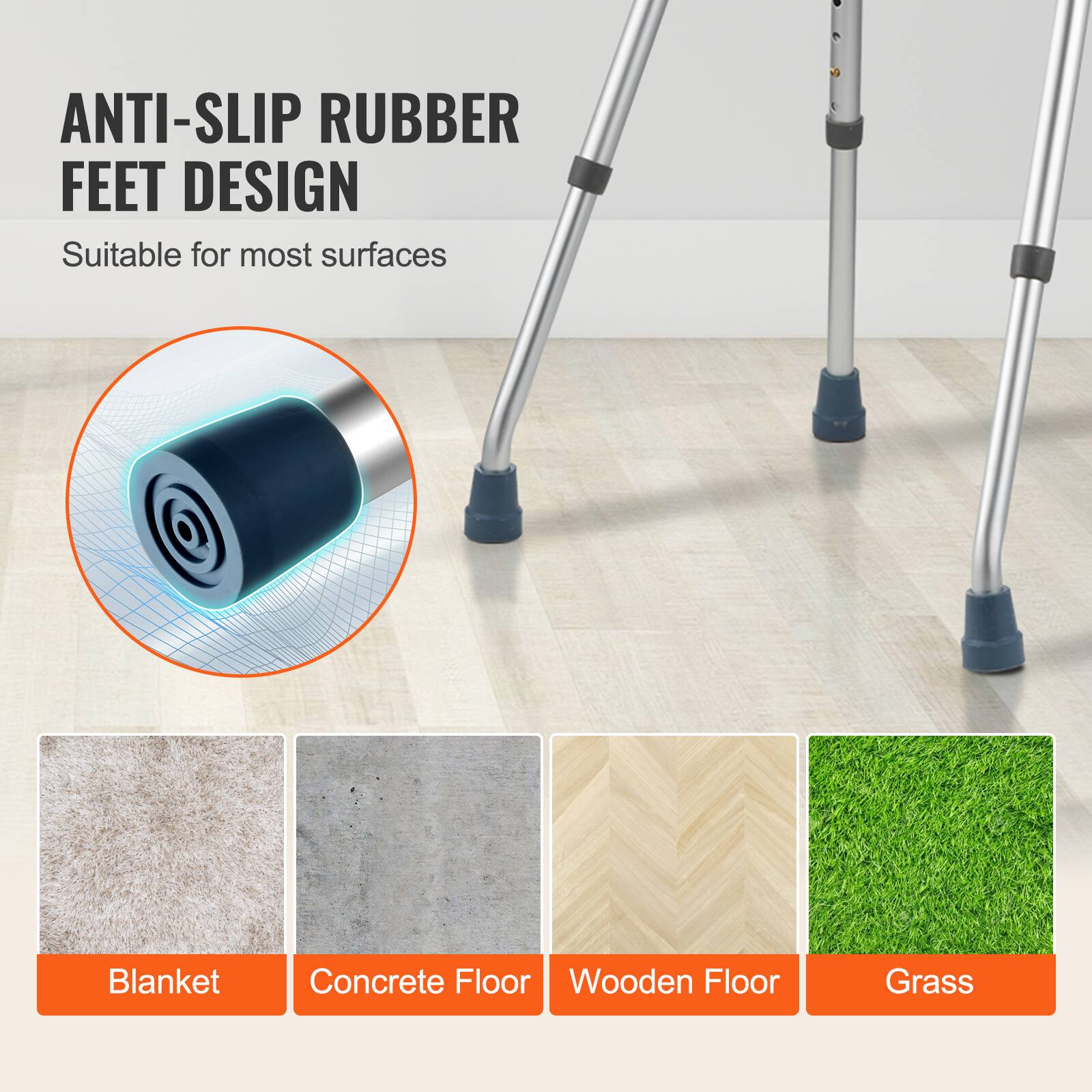 ANTI-SLIP RUBBER FEET DESIGN Suitable for most surfaces
Blanket
Concrete Floor
Wooden Floor
Grass