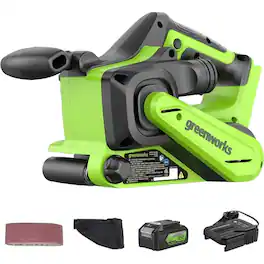 Greenworks - 24V Brushless Cordless 3 x 18in. Belt Sander Kit, 4Ah Battery and Charger Included - Green