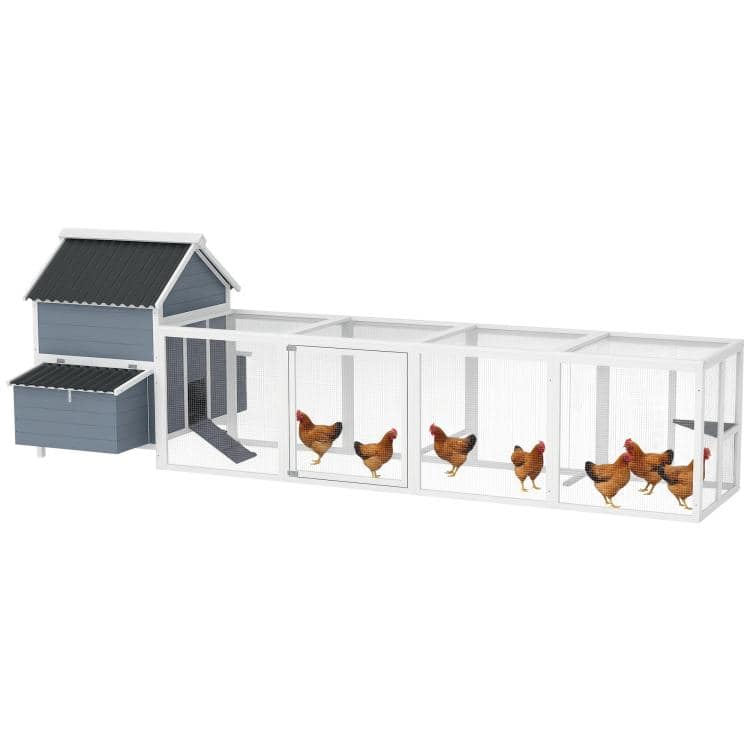 PULUZ - 156 inch Extra Large Wooden Chicken Coop with 2 Nesting Box, Run Cage, Waterproof Wave Roof, for 10-15 Chickens