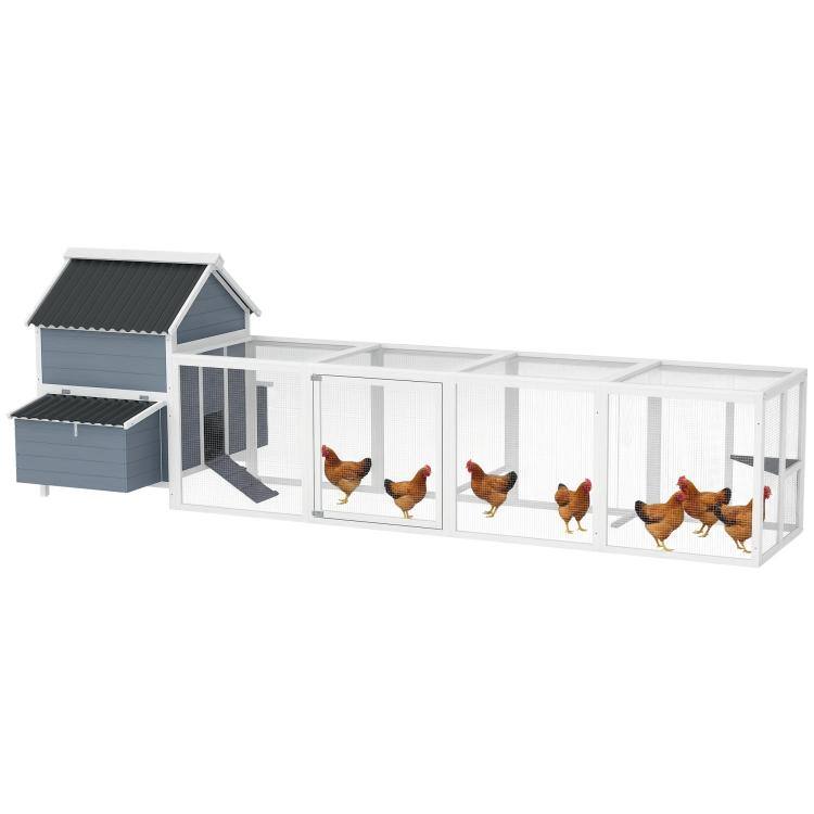 Front. PULUZ - 156 inch Extra Large Wooden Chicken Coop with 2 Nesting Box, Run Cage, Waterproof Wave Roof, for 10-15 Chickens.