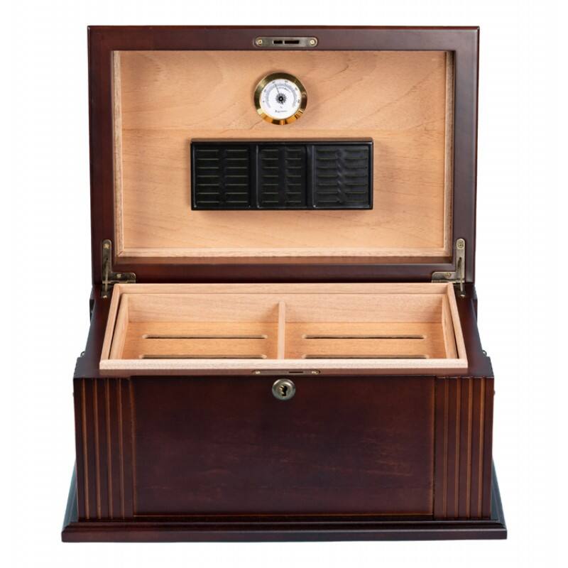 Left. Prestige - The Classic Cigar Humidors - Maple Veneer with French Antique Walnut finish.