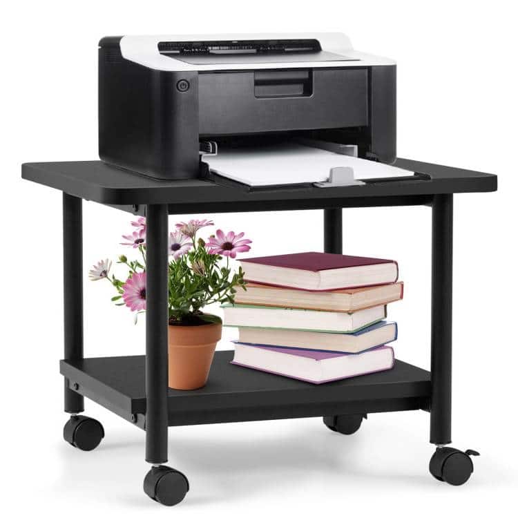 SlickBlue - Multipurpose Mobile Printer Cart with 2-Tier Storage - Black