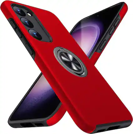 Front. Entronix - Entronix Protective Case for Samsung Galaxy A35 with 360° Kickstand - Red.
