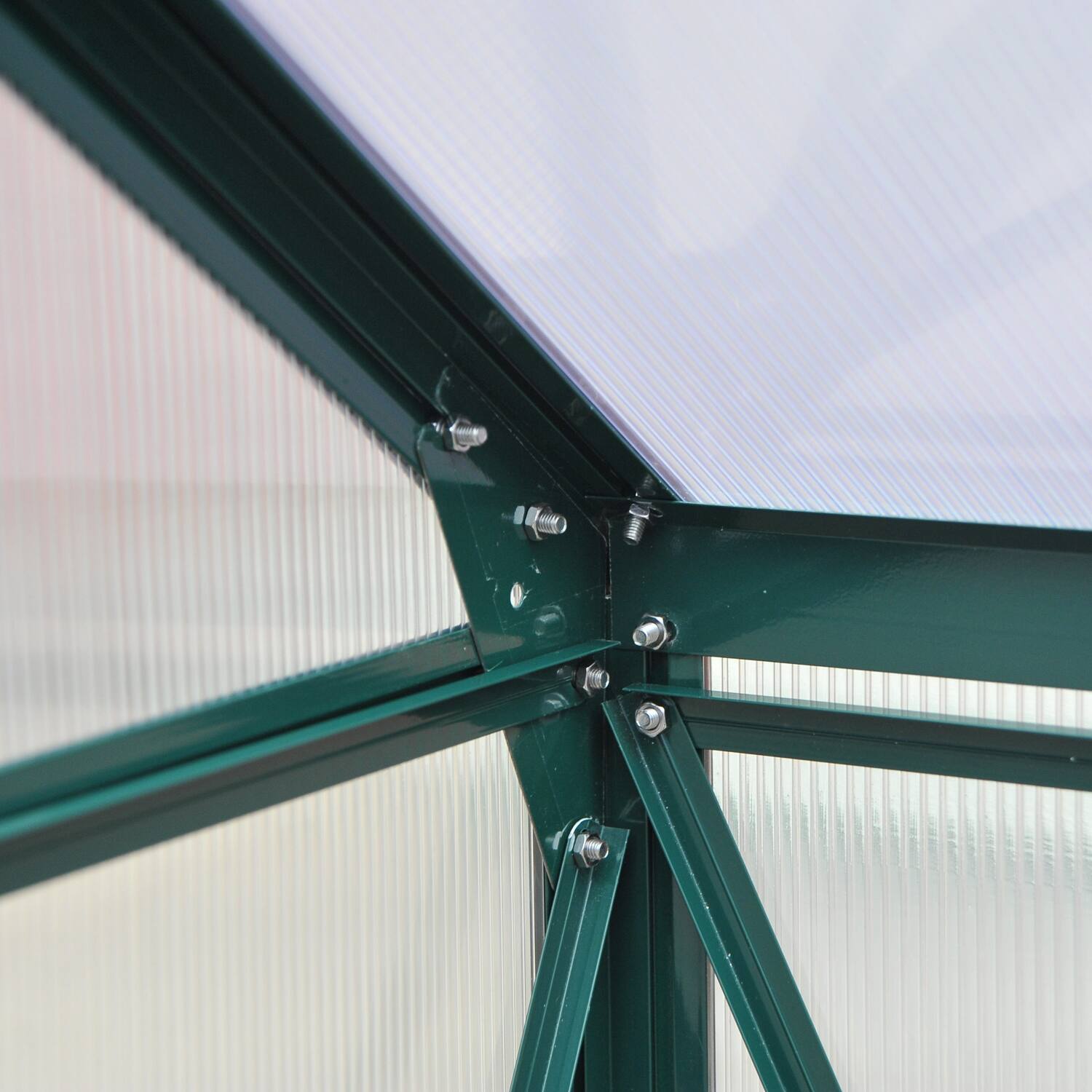 Alt View 7. Outsunny - 6' x 6' Greenhouse for Outdoors, Polycarbonate Greenhouse with Rain Gutter and Roof Vent, Aluminum Walk-in Green House.