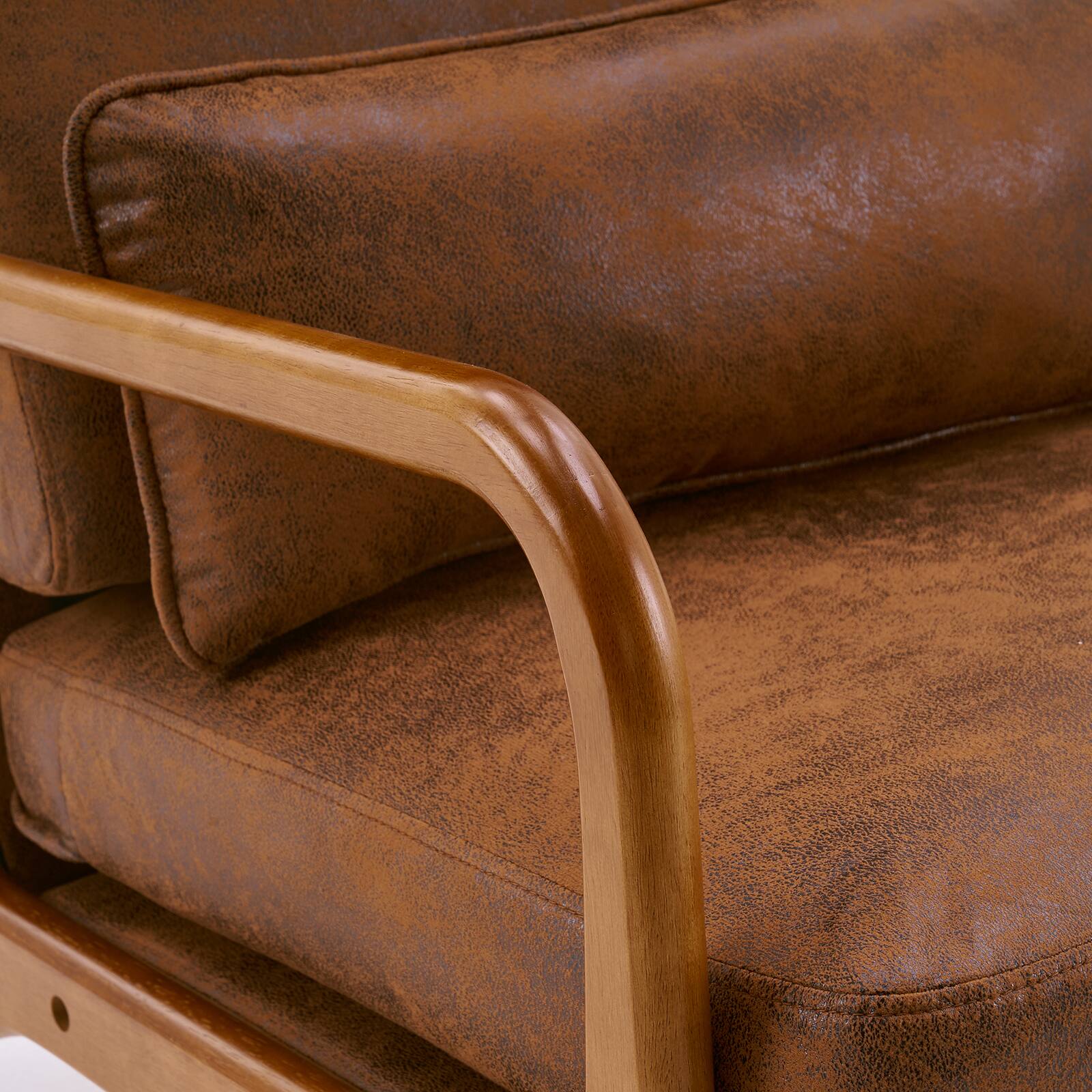 Alt View 5. SlickBlue - Armrest & Backrest Indoor Leisure Chair Comfortable Upholstered Lounge Chair for Home - Brown.