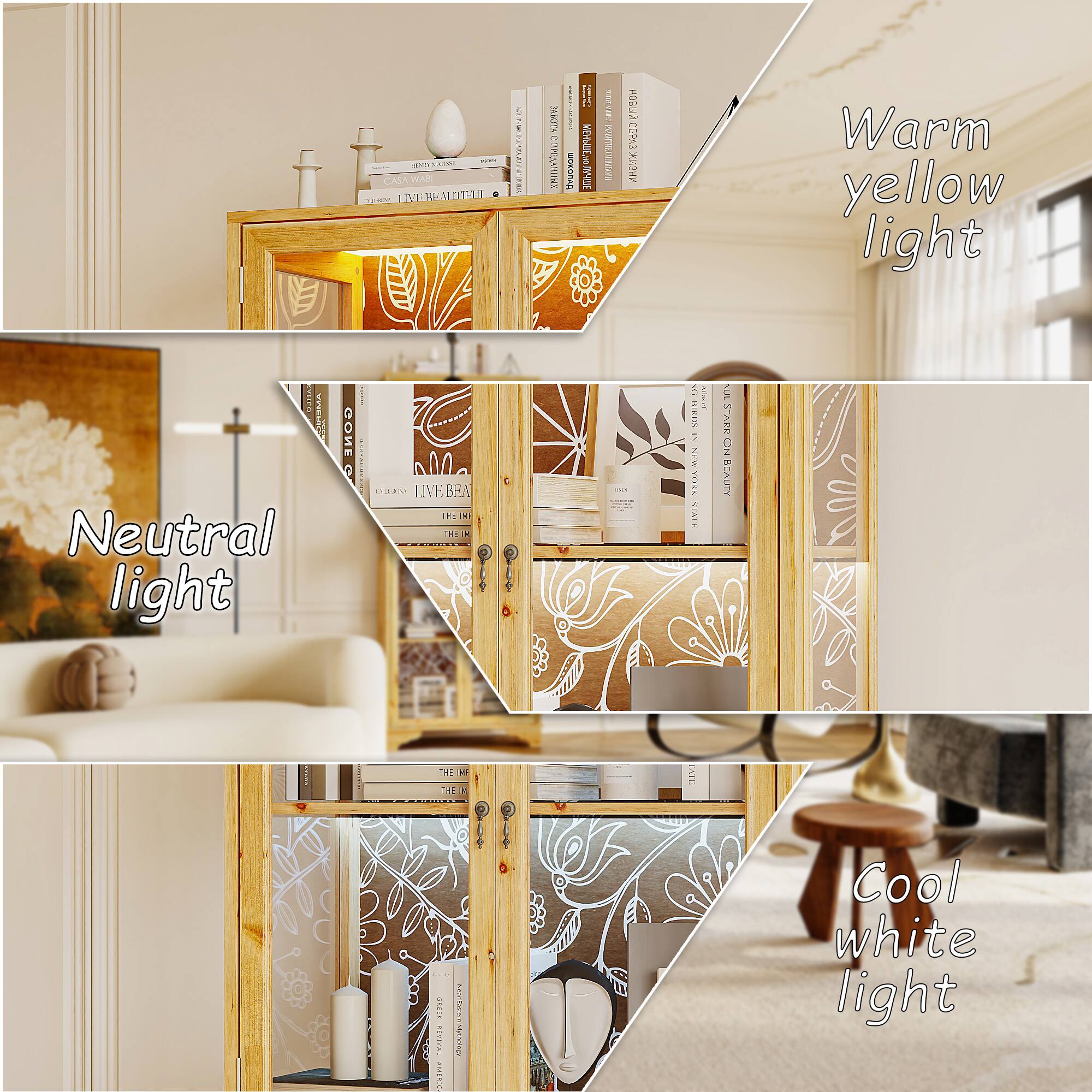 Warm yellow light

Neutral light

Cool white light